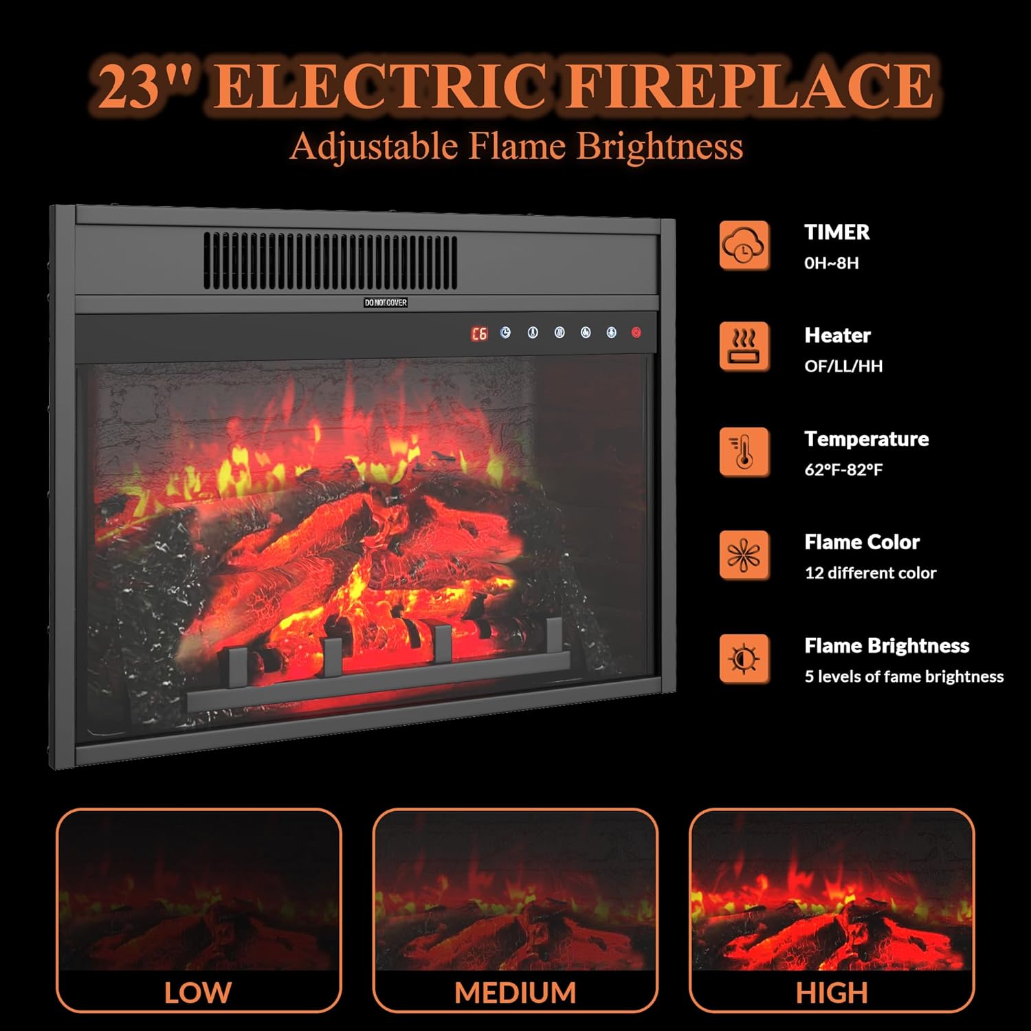 69" Electric Fireplace with Mantel, Fireplace TV Stand with Cabinets, Modern Entertainment Center with Storage, Realistic Stacked Stone, Fireplace with Remote Adjustable Flame for Living Room