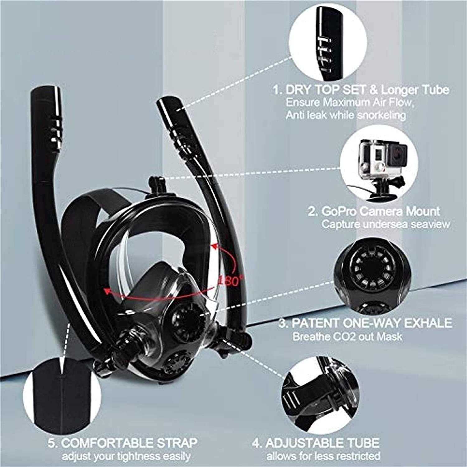 MRKU Occhiali da Sub Maschere da Sub Maschera da Snorkeling Maschera Integrale da Nuoto Anti-Appannamento Anti-Perdita Attrezzatura Subacquea Attrezzatura Professionale per Lo Snorkeling per Adulti e