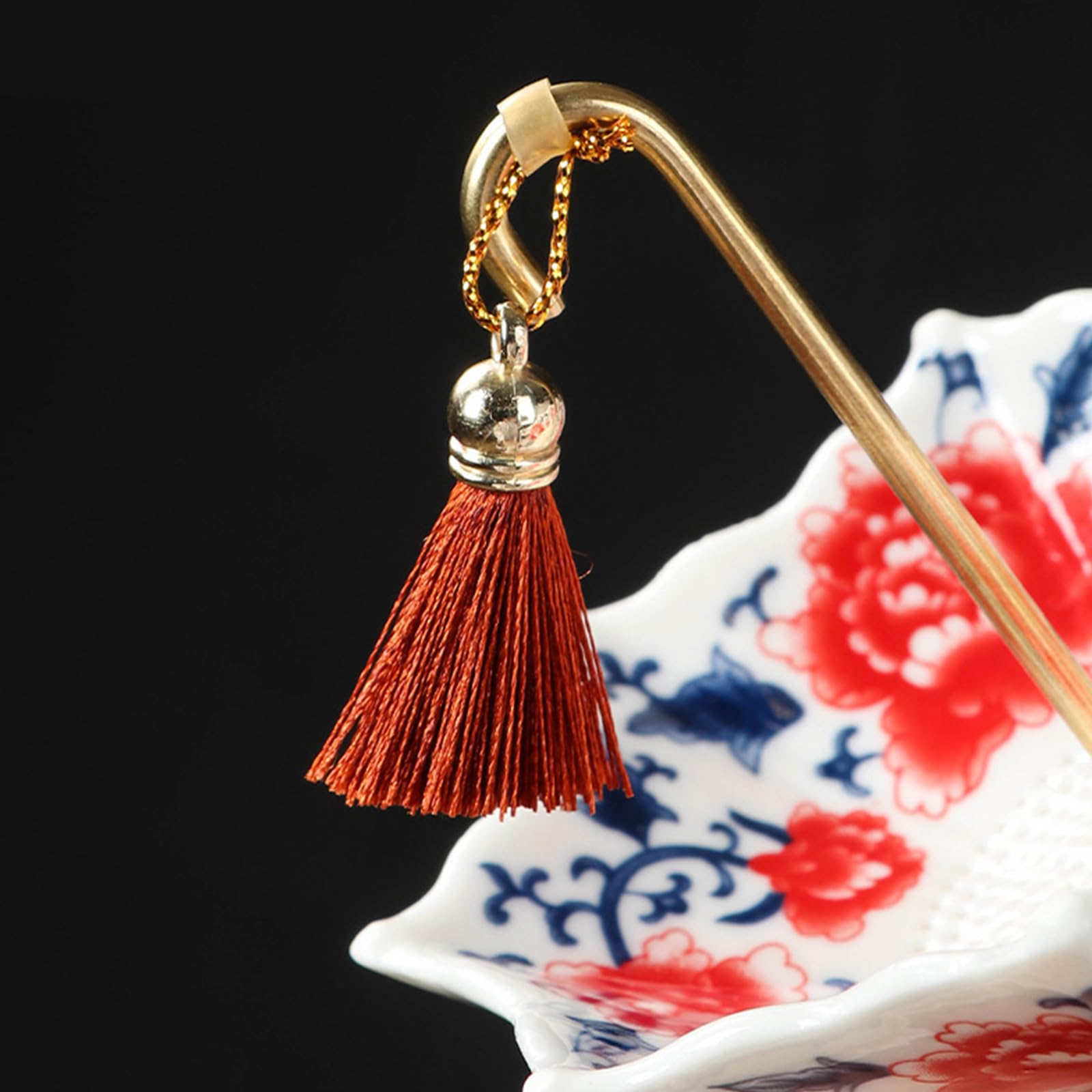 Infuseur à thé en porcelaine délicate, en forme de parapluie, avec support assorti, un chef-d'œuvre de la tradition chinoise bleue et blanche pour une infusion parfaite-Peony Flowers Set-2PCS