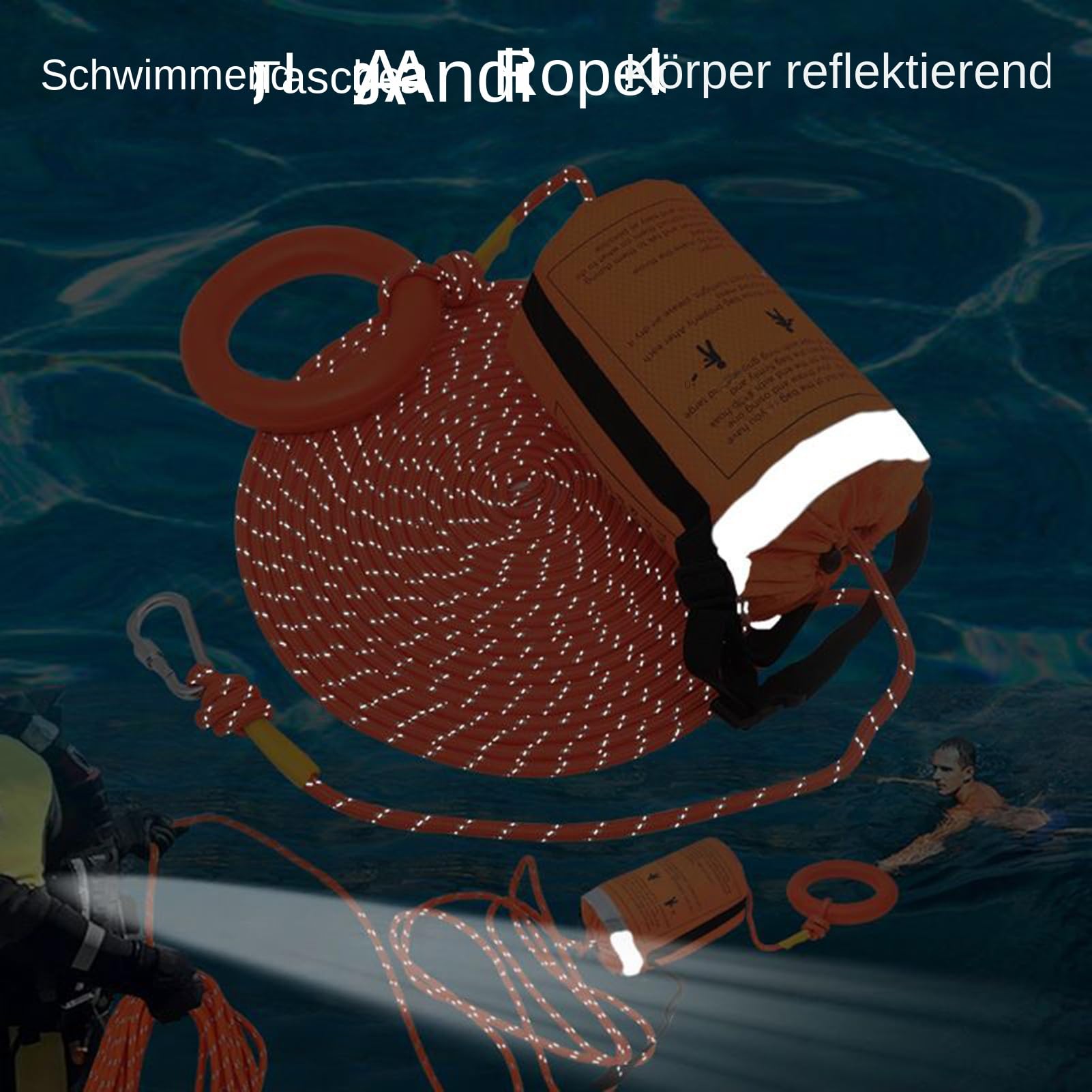 Wasserrettungs-Wurfsack – tragbares reflektierendes Schwimmseil, reflektierender schwimmender Wasserrettungs-Wurfsack mit Seil | Gut sichtbare Sicherheitsausrüstung für Boote zum Rafting, Angeln, Kaja