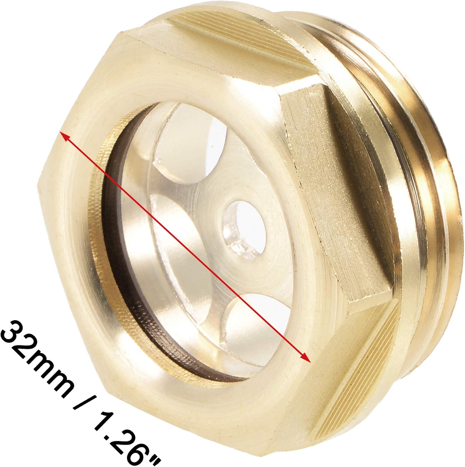 uxcell Oil Liquid Level Gauge Sight Glass G1 Male Threaded Brass Air Compressor Fittings with O-Ring, Yellow