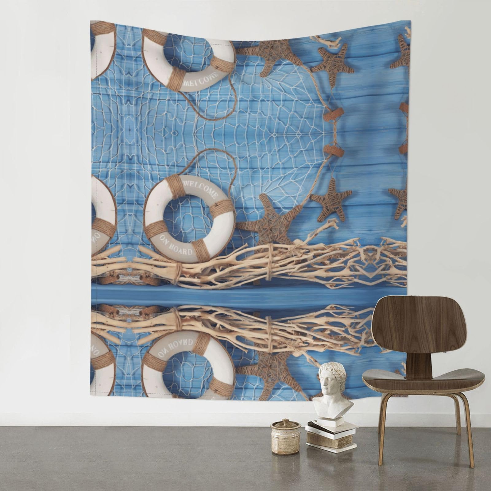 WHJSSF Seashell Starfish Prints 60x51in Wall Tapestry Bohemian Throw Blanket Dorm Decor Beach Picnic Cover