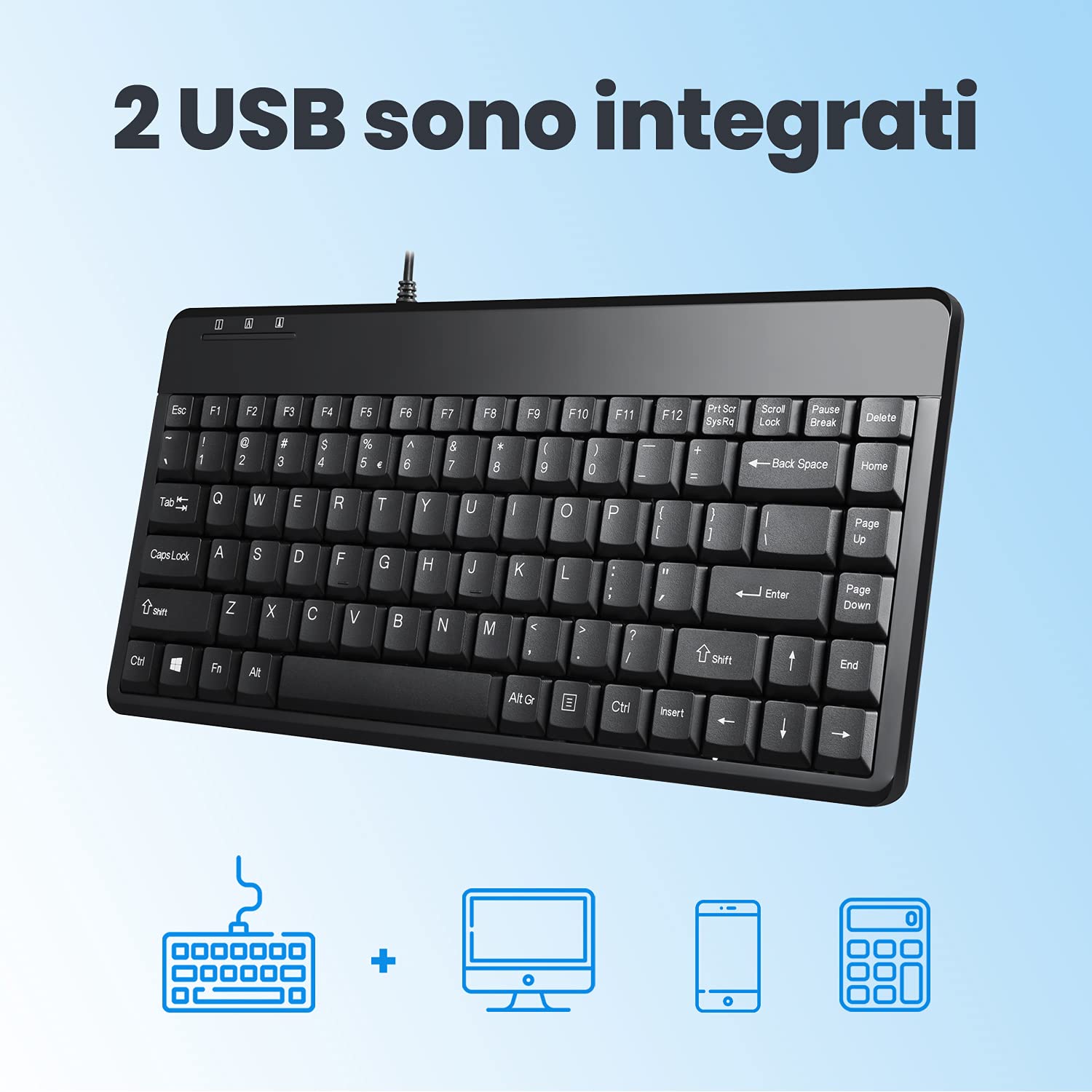 Perixx PERIBOARD-409 Mini Tastiera USB Compatta Italiana - Ideale Per Spazi Ridotti - Foto 10