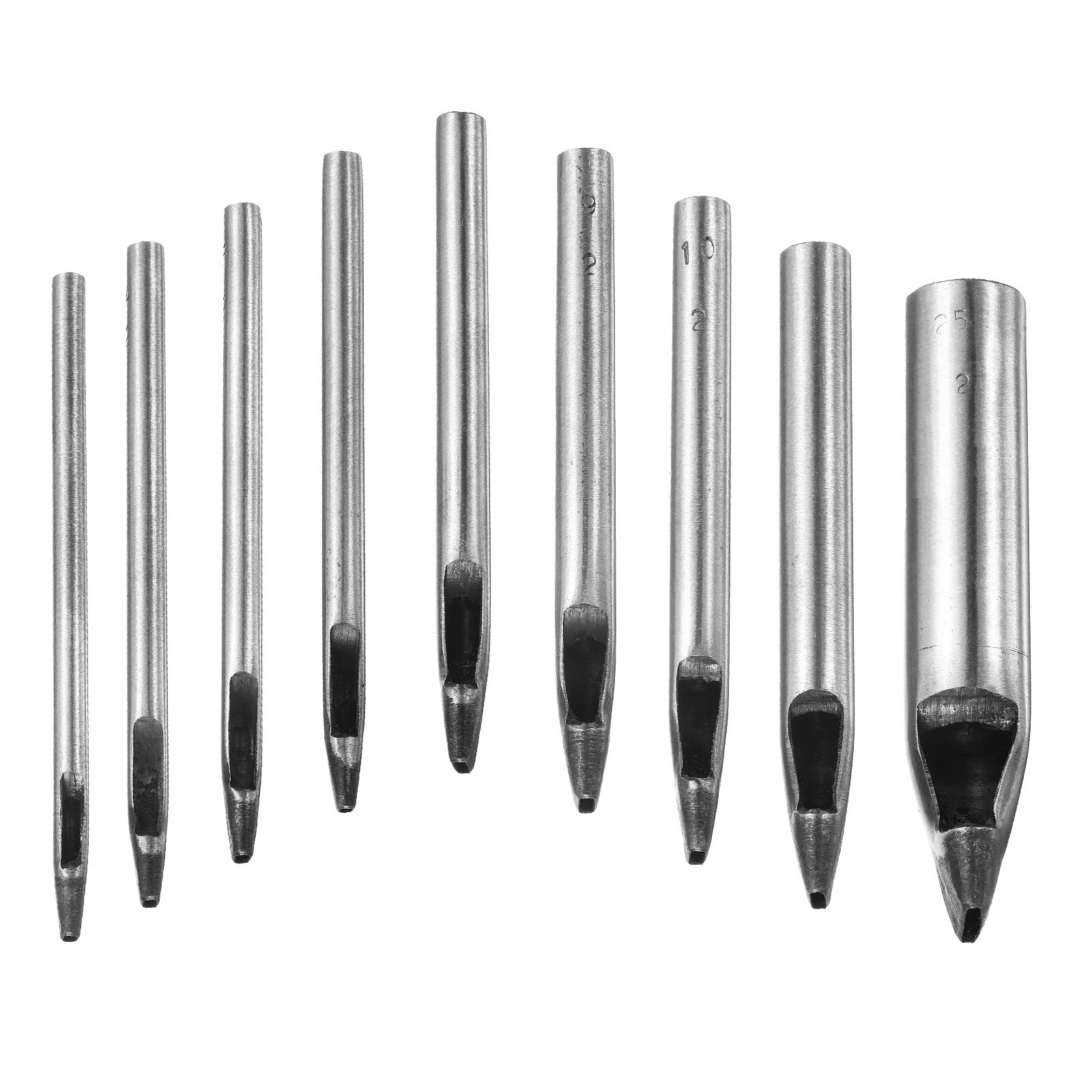 QUARKZMAN 9Pcs Ensemble De Poinçon Ovale 2mm Kit De Découpe Creuse En Cuir Poinçon Rectangulaire En Acier Au Carbone Outil De Poinçonnage Pour Toile Sangle Ceinture Bracelet Monture Travail