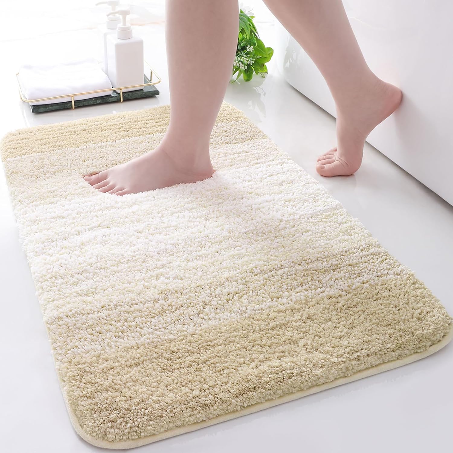 Amazon.com: Arotive Microfiber Bathroom Rugs, Shaggy Soft and Absorbent ...