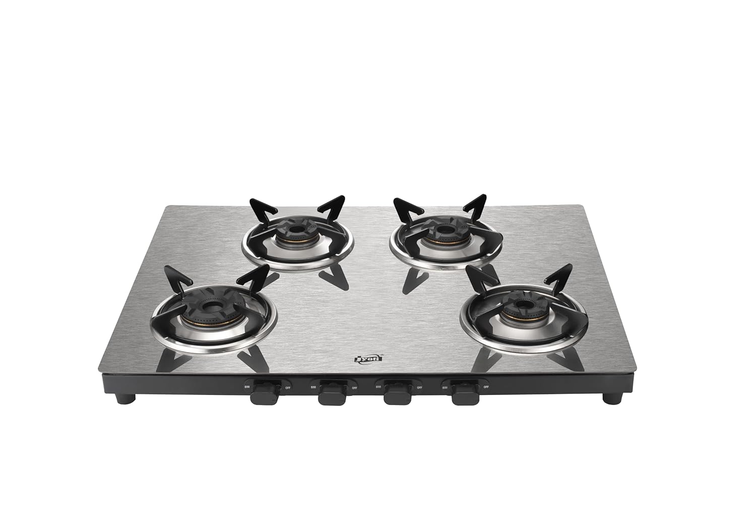 Jyoti 430 Robust 3D 4 burner Gas Stove 3mm Stainless Steel Cooktop 3D Tornado Brass
