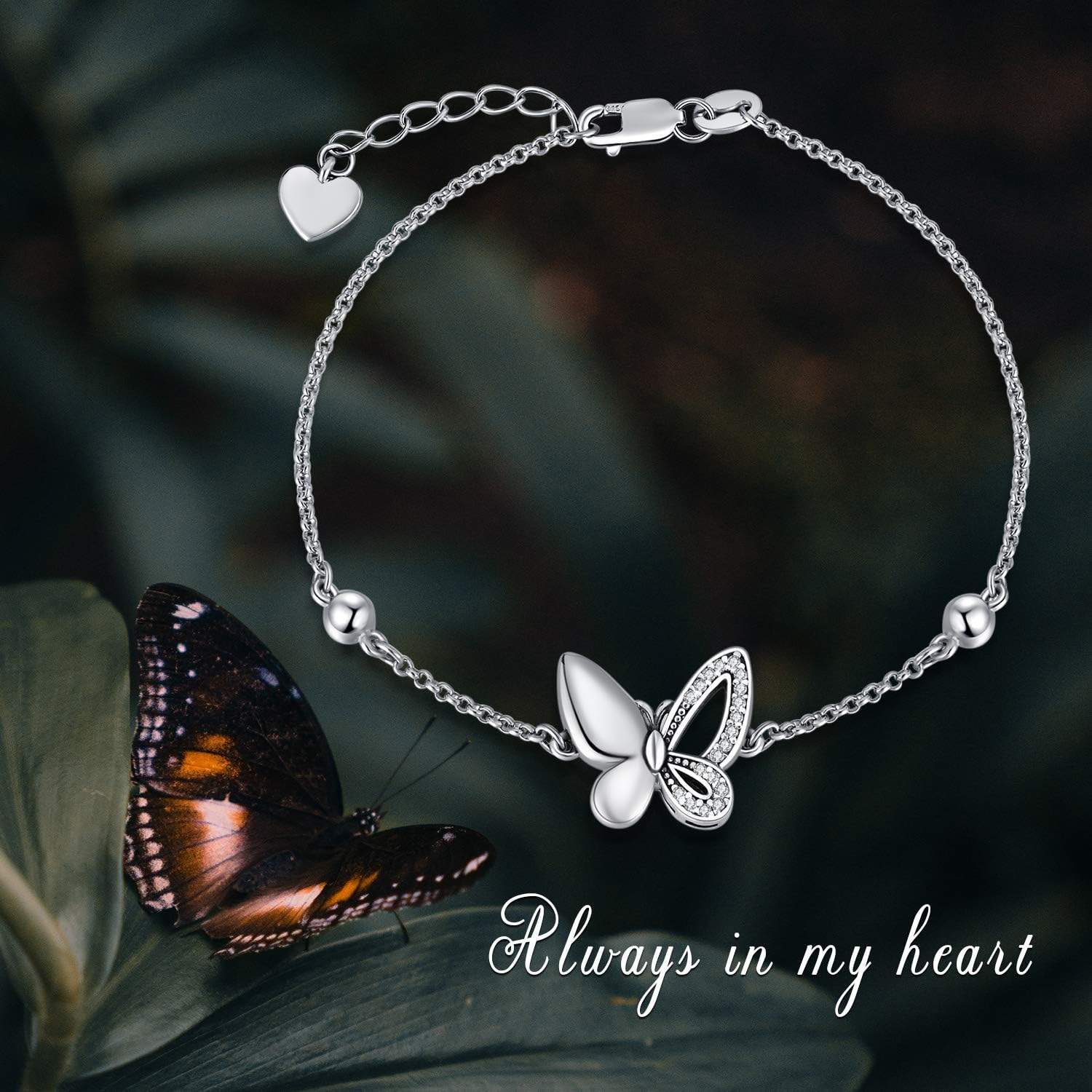 Butterfly/Sunflower/Red Cardinal/Hummingbird Cremation Jewelry 925 Sterling Silver Urn Bracelet Ashes Keepsake Hair Memorial Always in My Heart Locket for Women Mom