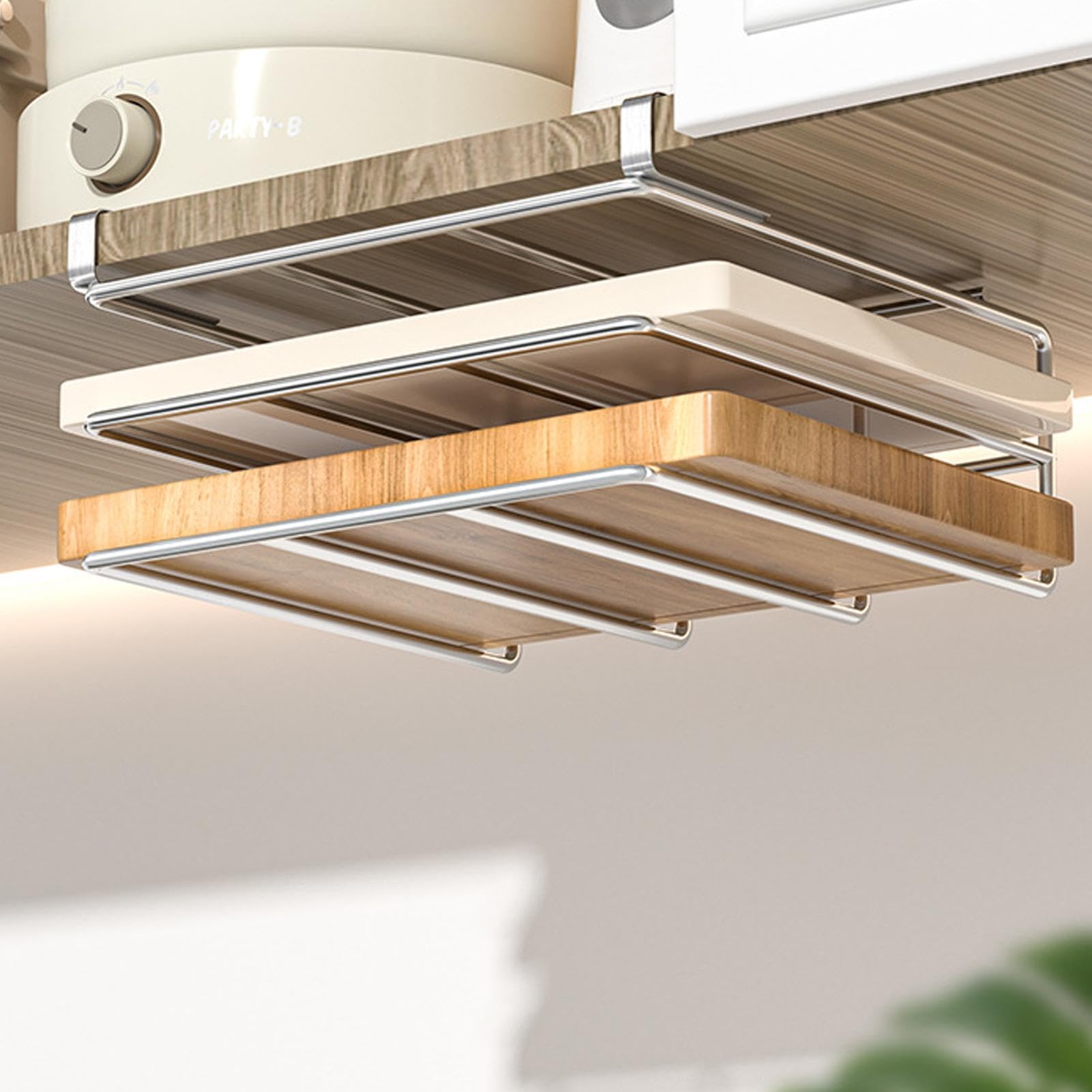 Scaffale per taglieri da cucina, organizer per mensole, salvaspazio, organizer per taglieri da parete, senza punzonatura, per cucina