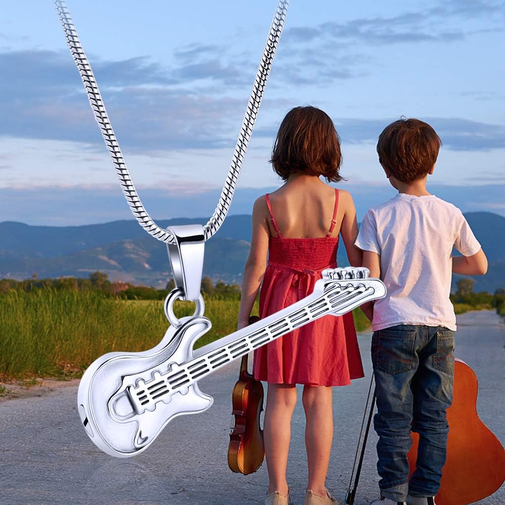 memorial jewelry Musical Instrument Cremation Necklace for Women&Men Guitar Urn Necklace for Ashes - Image 5