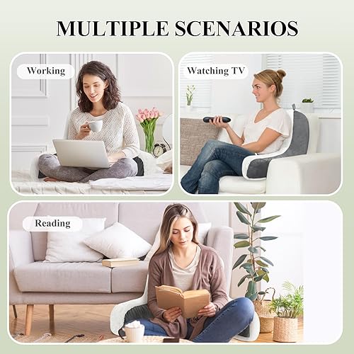 Miniatura 6 de downluxe Almohada de lectura Sherpa con brazos, almohada de espalda para sentarse en la cama, almohada para adultos con espuma viscoelástica