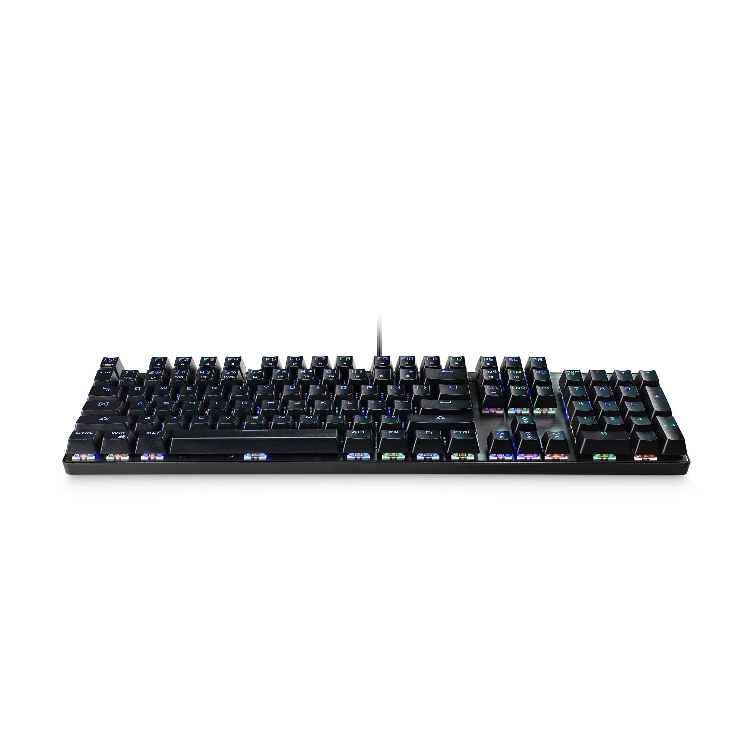 MediaRange Gaming Series - Tastiera meccanica cablata con 104 tasti e 14 modalità di colore, QWERTY (UK), nero/argento