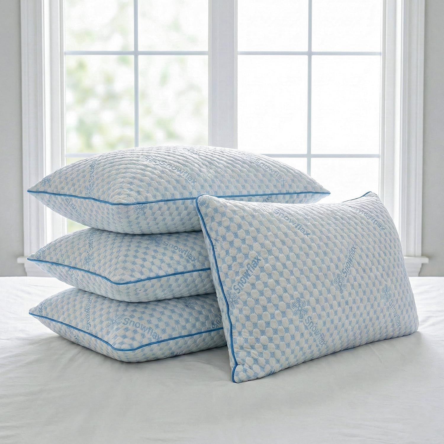 AYKA Ultimate Cooling Bed Pillow Set of 4 | 100% Virgin Microfiber Filling for Neck & Shoulder Support | 17x27” Breathable Hotel Quality Pillows | Never Flat, Anti-Bacterial | Supersoft