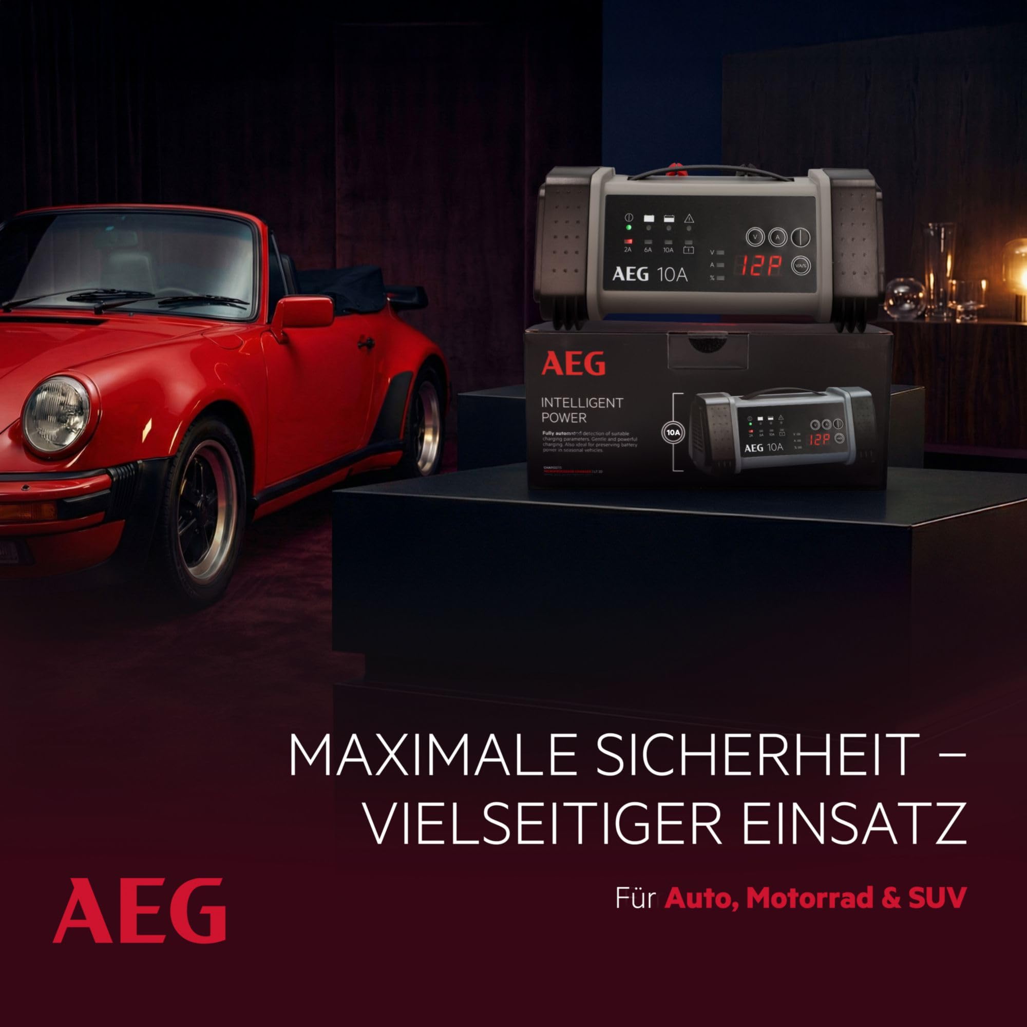 AEG Samochodowa ładowarka mikroprocesorowa 97024 LT 10 A do akumulatorów 12 i 24 V, 9-stopniowa, zasilacz i automatyczna kompensacja temperatury, LT10