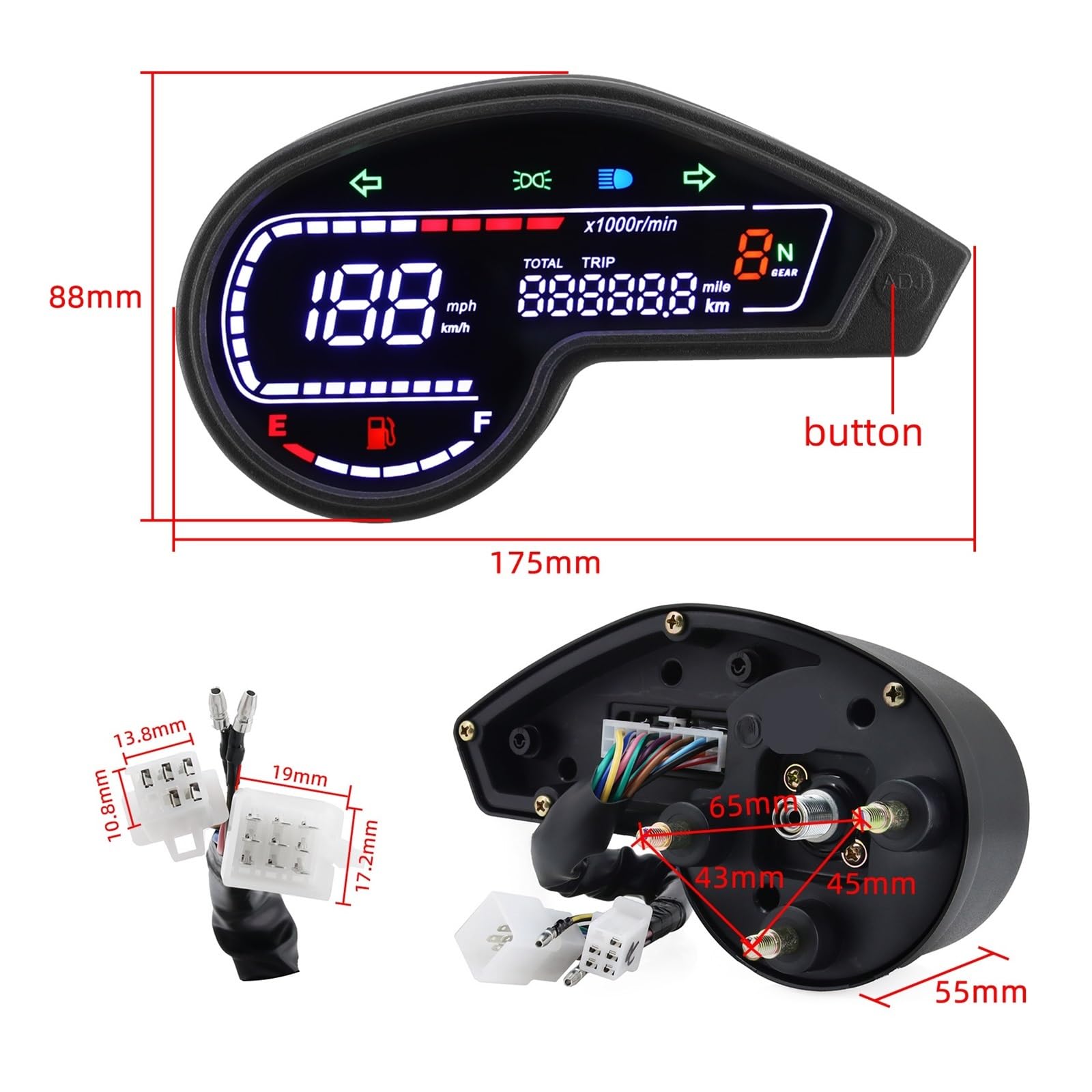 Motociclo Contachilometri per NXR150 per NXR125 per Bros 2003-2014 per CRV Moto Contagiri Digitale Moto Cruscotto Contachilometri Tachimetro