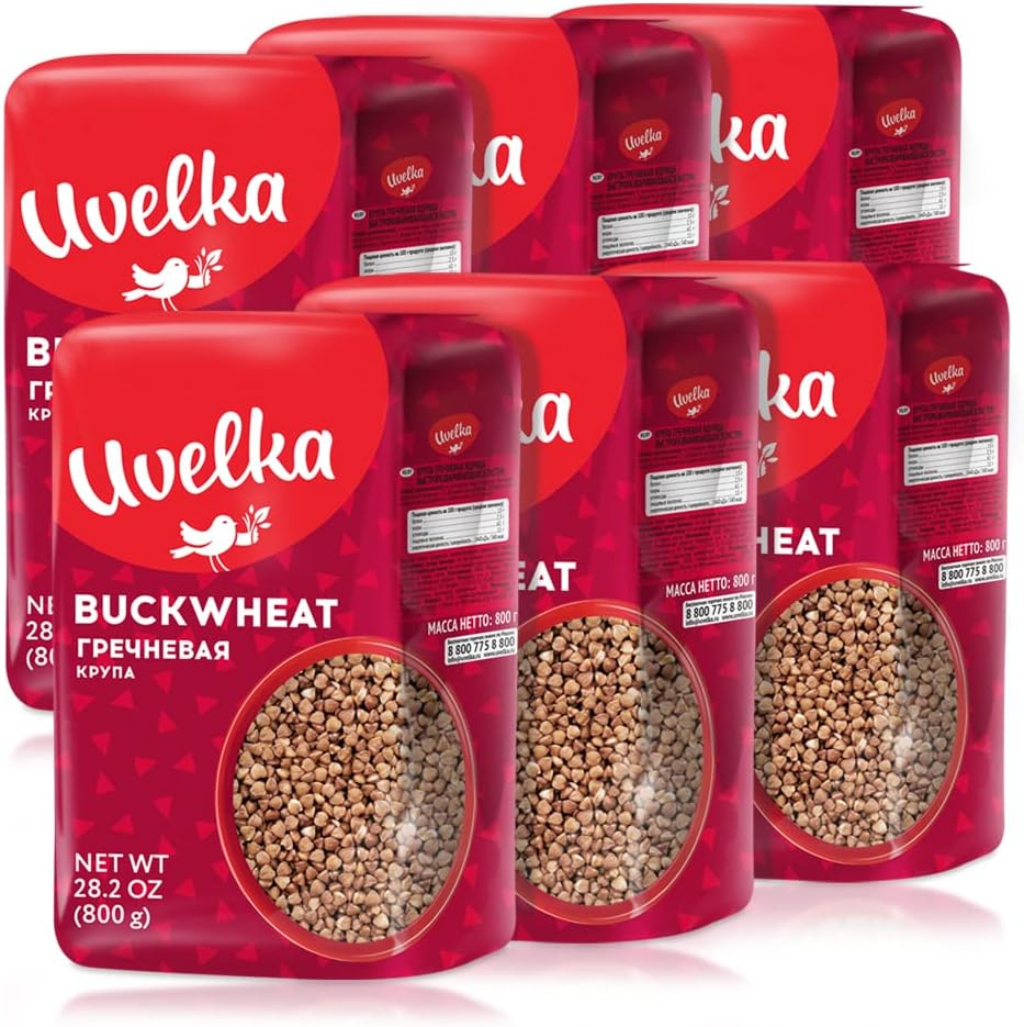Uvelka Buckwheat Groats 800 Gram, Pack of 6