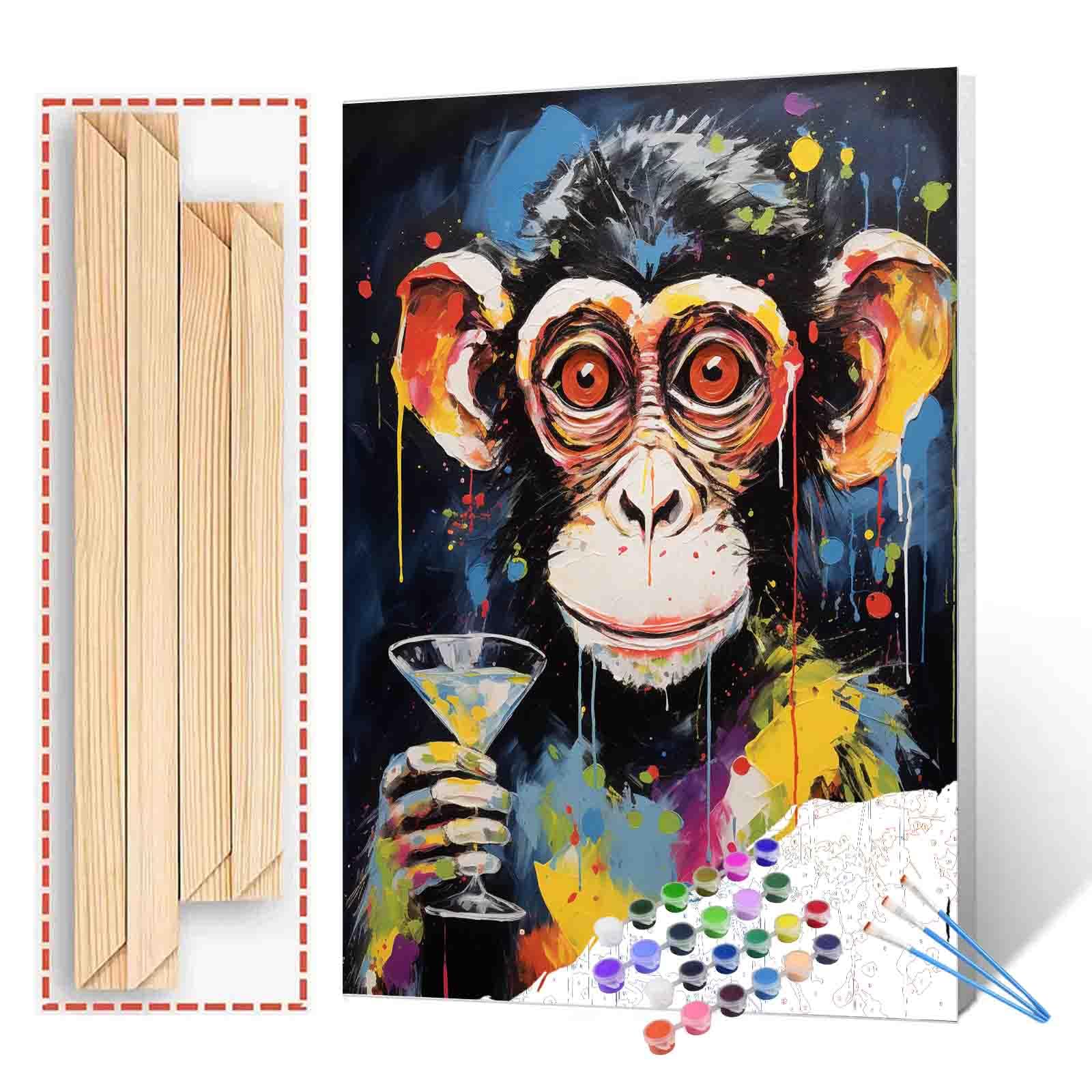 Kit de pintura por números de mono de Tucocoo con lienzo y acrílicos