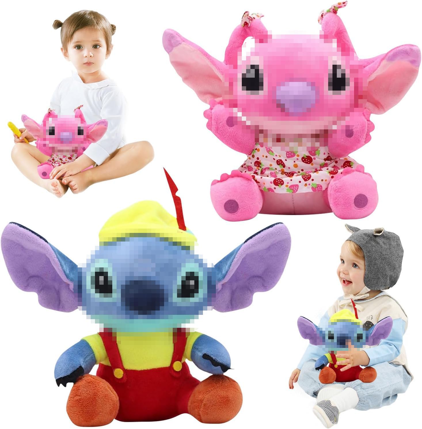 YISKY Figura de Peluche, 2 Piezas Juguetes de Peluche, S-titch Peluche de Dibujos Animados, Figura de Peluche, S-titch Muñeca Peluche, Peluche para Niños Adultos