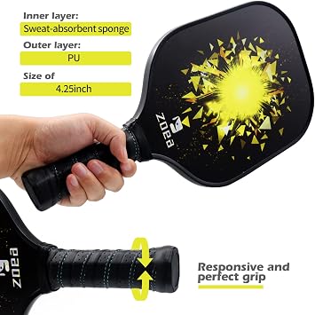 ZOEA Pickleball Paddle, Graphite Pickleball Racket with Carbon Fiber Surface and Polymer Honeycomb Composite Core for Outdoor and Indoor, Durable and Light Weight | Graphite, Carbon Fiber Surface, Outdoor and Indoor, Durable, Light Weight
