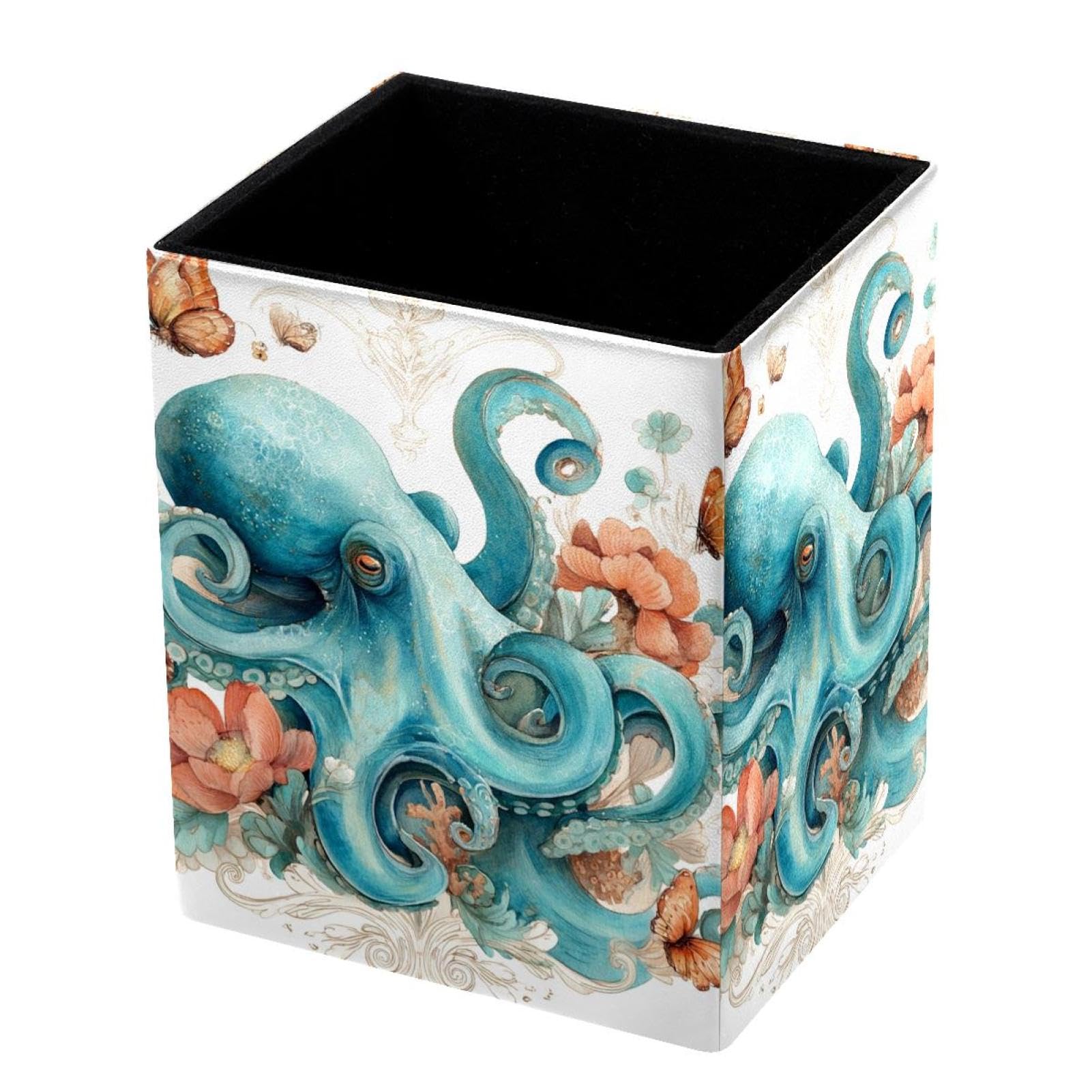 VAPOKF Pencil Holders for Desk, Octopus Printed Pen Holders Pen Pot Makeup Brushes Storage Desktop Stationery Supplies Organiser for Home Office
