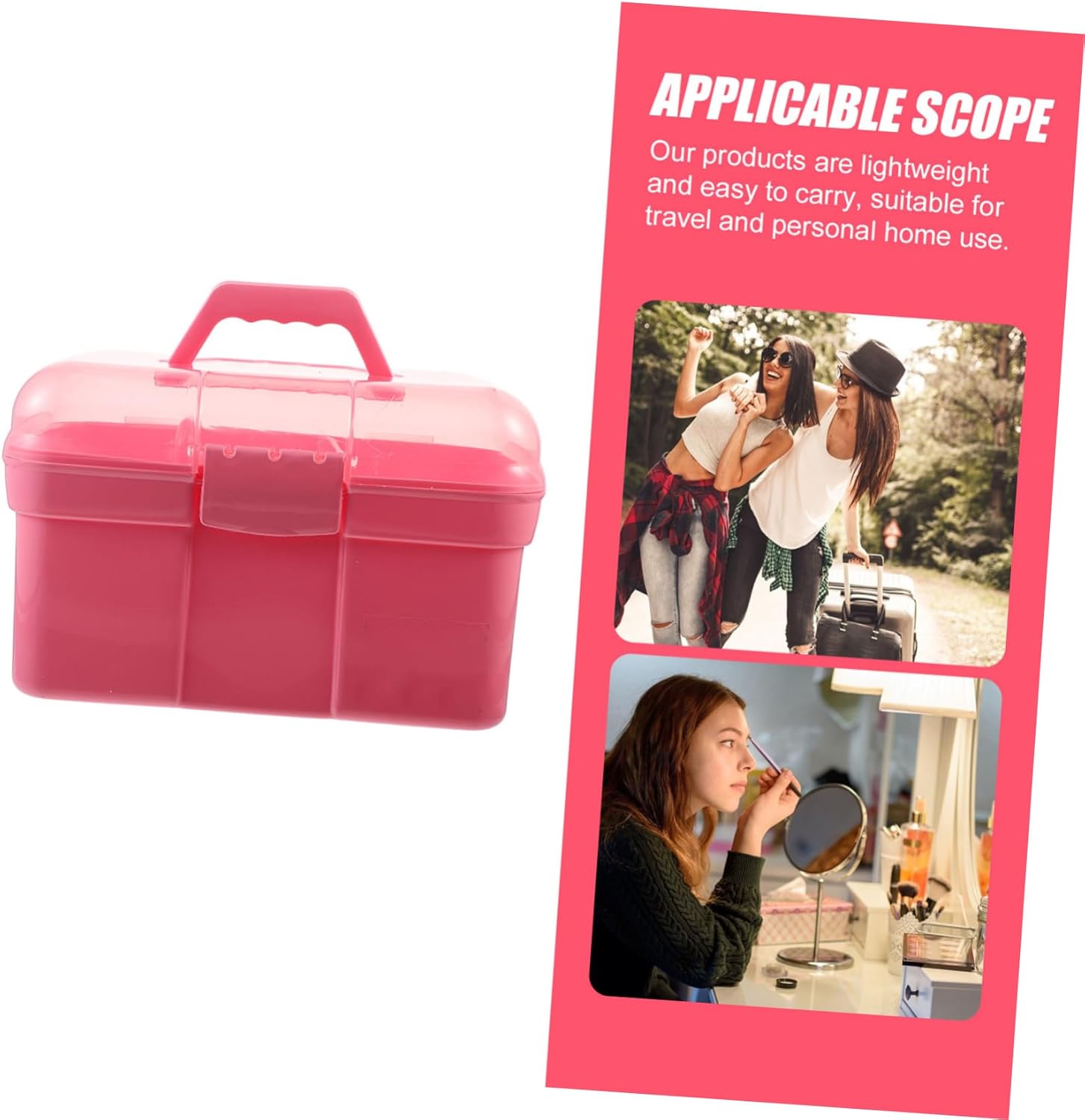 11-Inch Dual-Layer ABS Makeup Organizer Removable Tray Portable Cosmetics Storage Case for Women Multi-Functional Travel Makeup Box