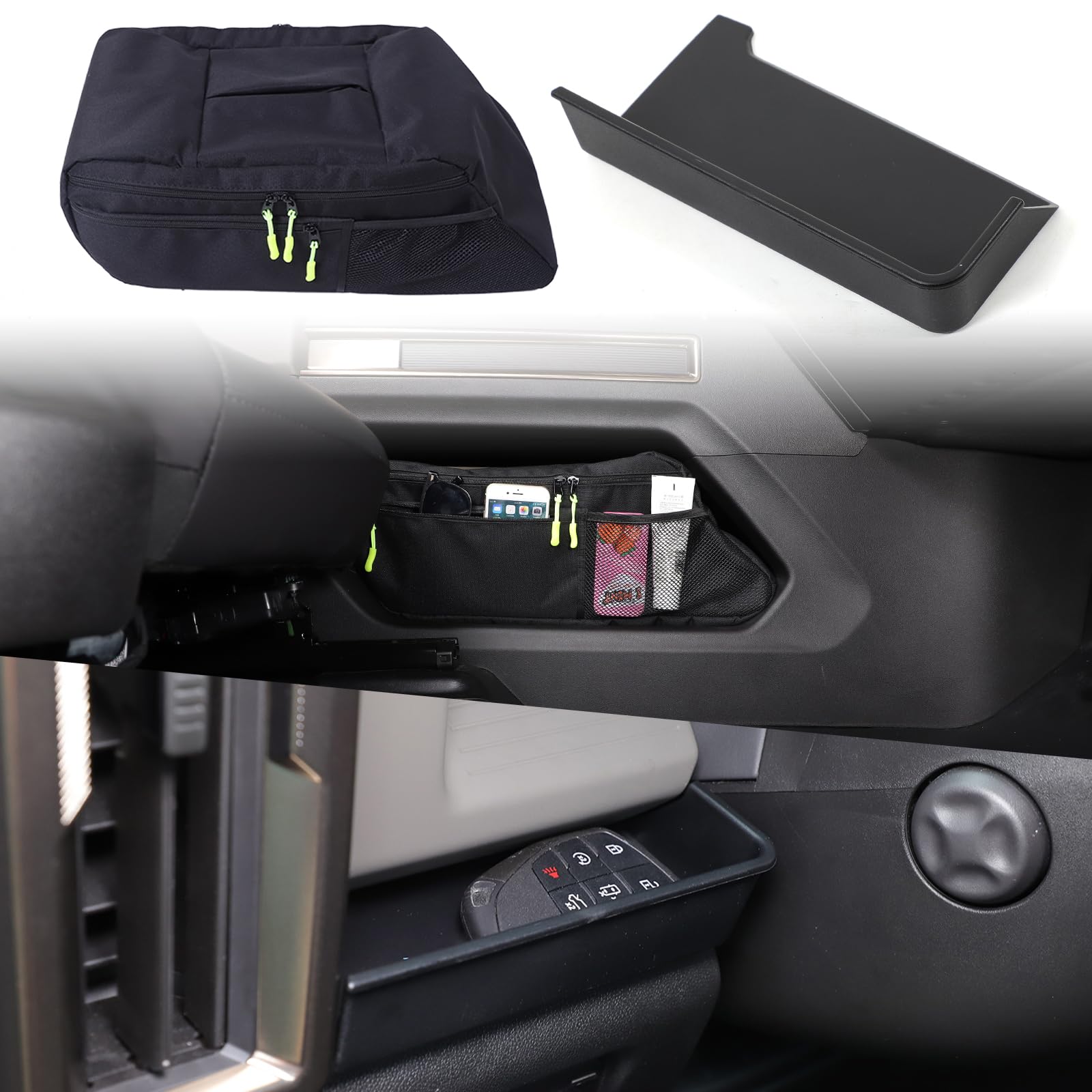 Suetlcoity for Hummer EV Set of 2 Lower Center Console Organizer Foldable and Dashboard Lower Storage Left Side Coin Container Storage Dash Tray for Hummer EV SUV Pickup 2022 2023 2024 2025 2026