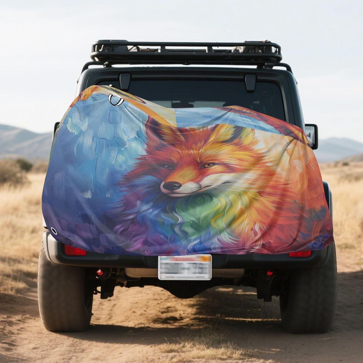 ALAZA Fox Rainbow Painting Bike Cover Waterproof Outdoor Ebike Bicycle Covers Tarp Protection for 1/2 Bikes, Sun UV Dust Wind Proof