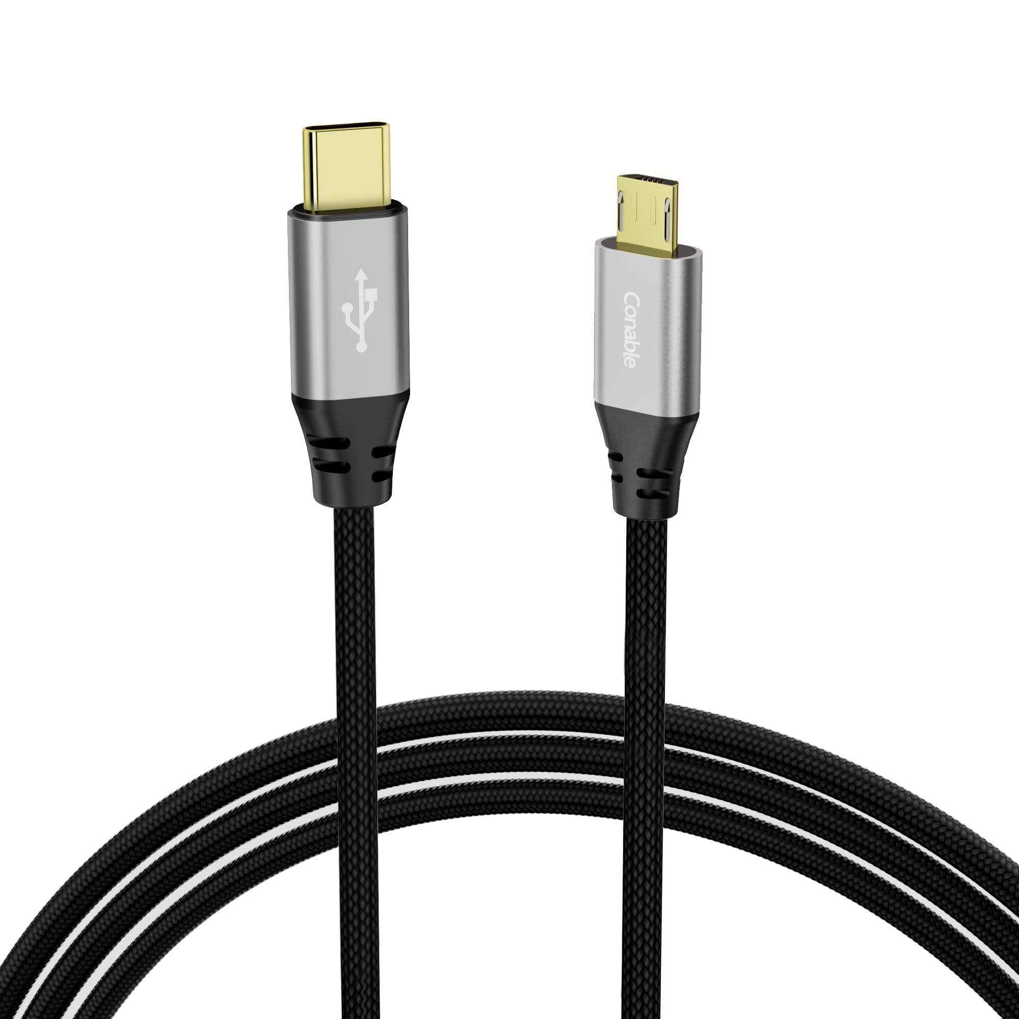 USB C to Micro USB Cable 8 FT, USB Type-C to Micro USB Android Charger Cord, Nylon Braided, Gold-Plated Connectors, Compatible with Galaxy S7 S6 J7