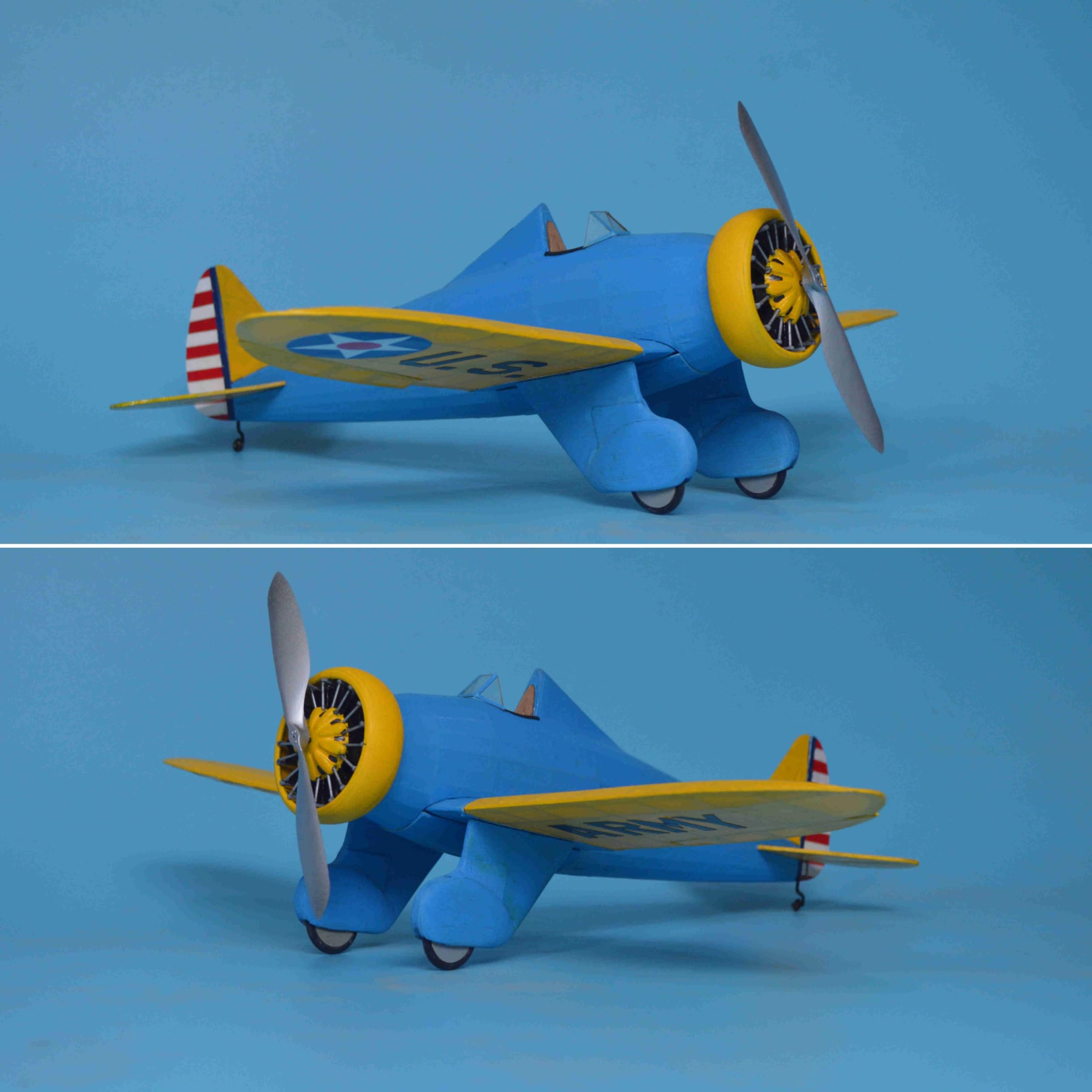 P-26A Peashooter Slow Flyer Modellflugzeug Kit, Maßstab 1:20, 381 mm Spannweite, RC Flugzeugmodell Baukasten, Modell Flugzeug zum selbst Bauen, gelaserte Holz Bauteile, 381 x 310 x 130 mm, 45 g RTF