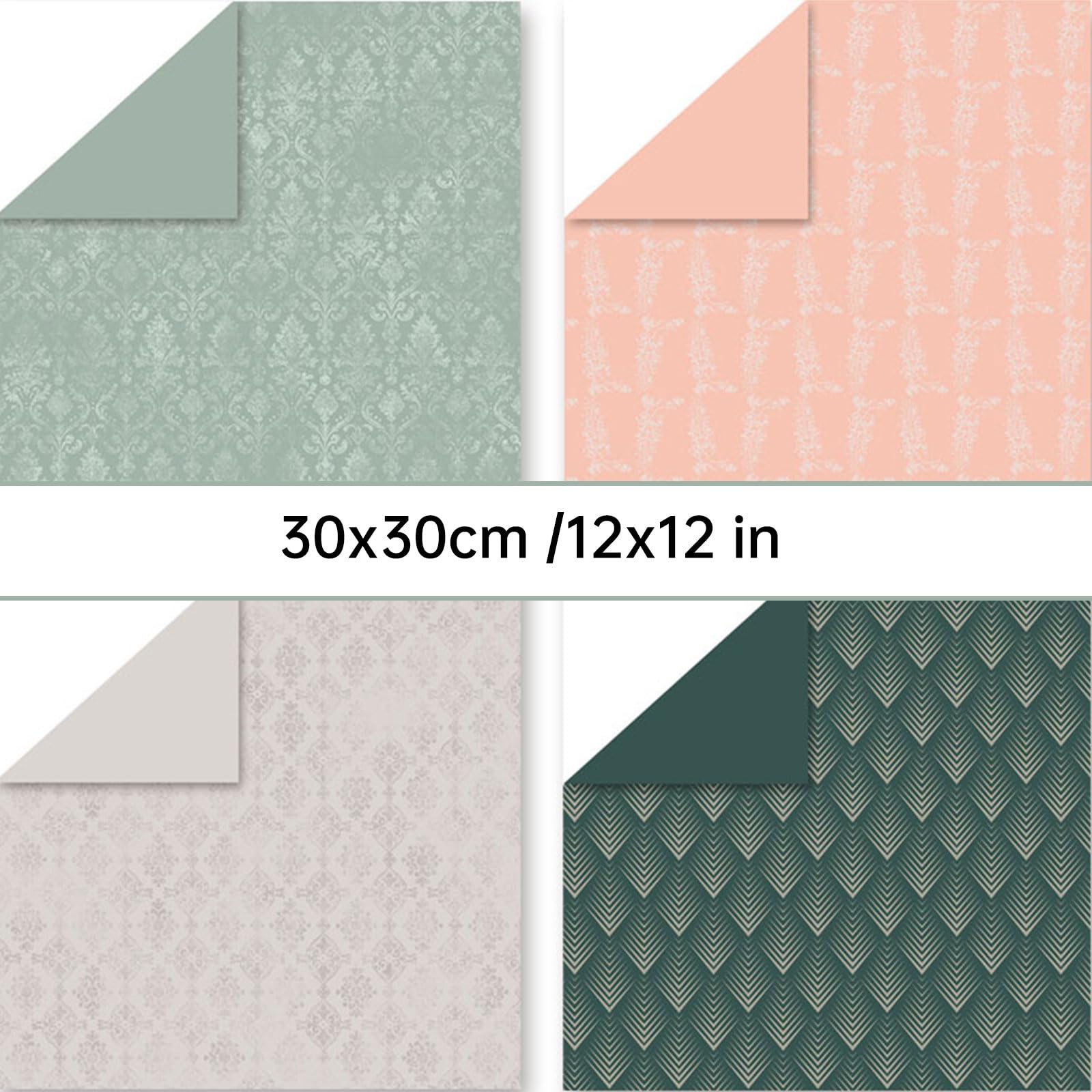 24 Sheets Double-Sided Pattern Paper, 24 Designs, 12 Inch Scrapbooking Cardstock Pad - Image 2