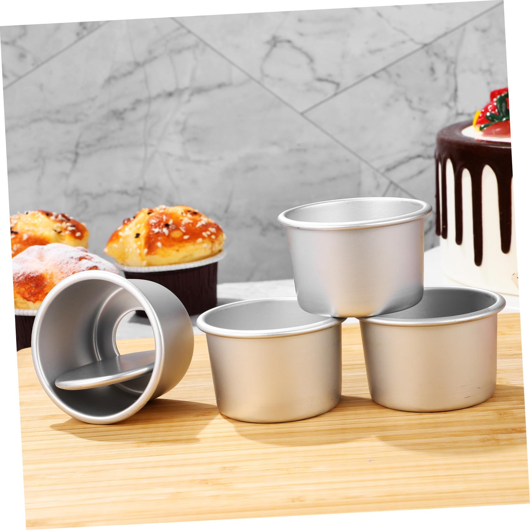 Toyvian 20 Piezas Molde Redondo para Hornear con Base Desmontable Molde de Aluminio Resistente para Tartas Pequeñas para Pasteles y Mousse Antiadherente y Duradero