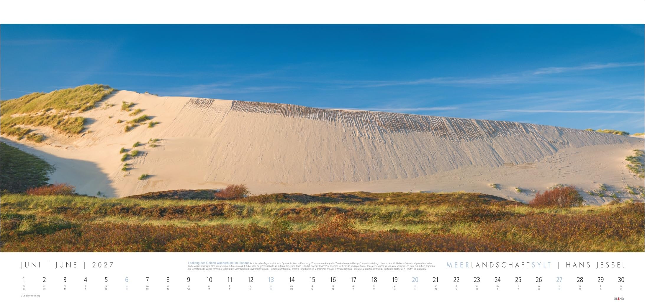 Meerlandschaft SYLT Kalender 2027 - Hans Jessel: Großer Panorama-Wandkalender mit Fotos des bekannten Künstlers Hans Jessel. Meereslandschaften eingefangen in einem XXL-Fotokalender.