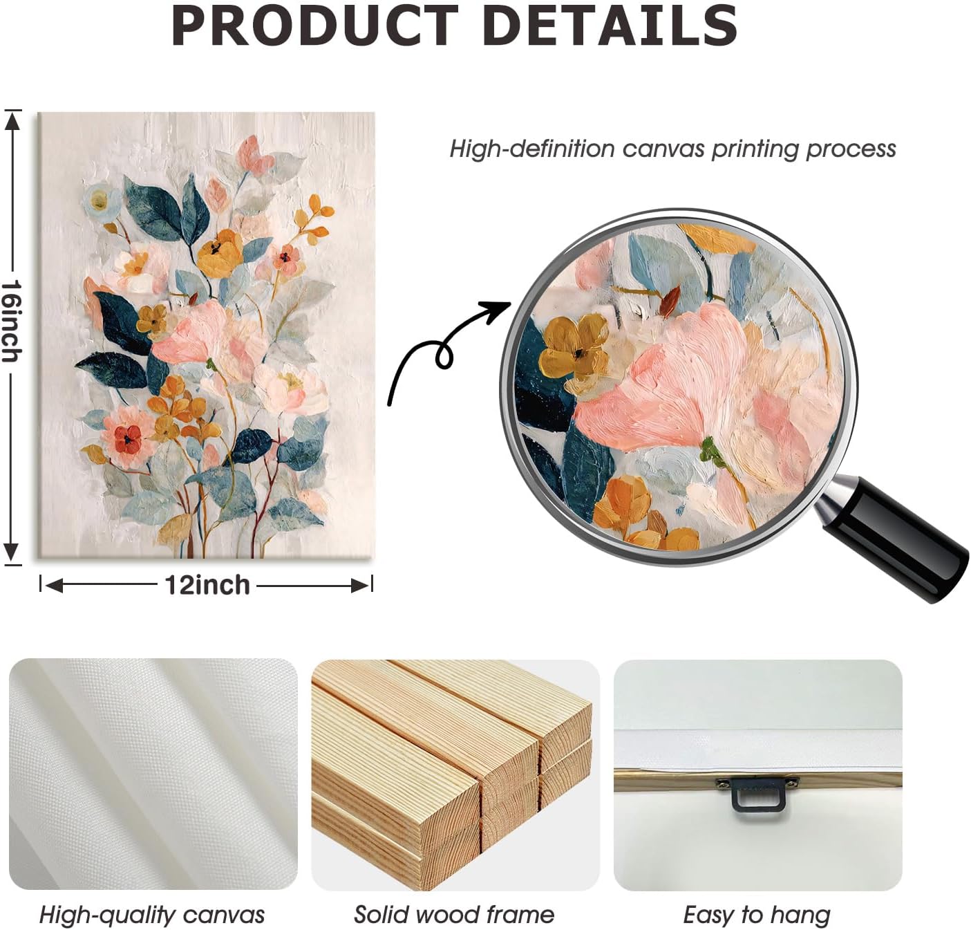 RUMSICH 2 Pcs Watercolor Floral Canvas Wall Art Colorful Wildflowers Print Posters Bohemian Botanical Wall Decor Modern Minimalist Flower Paintings Artwork Pictures Living Room Bedroom 12x16 Inch