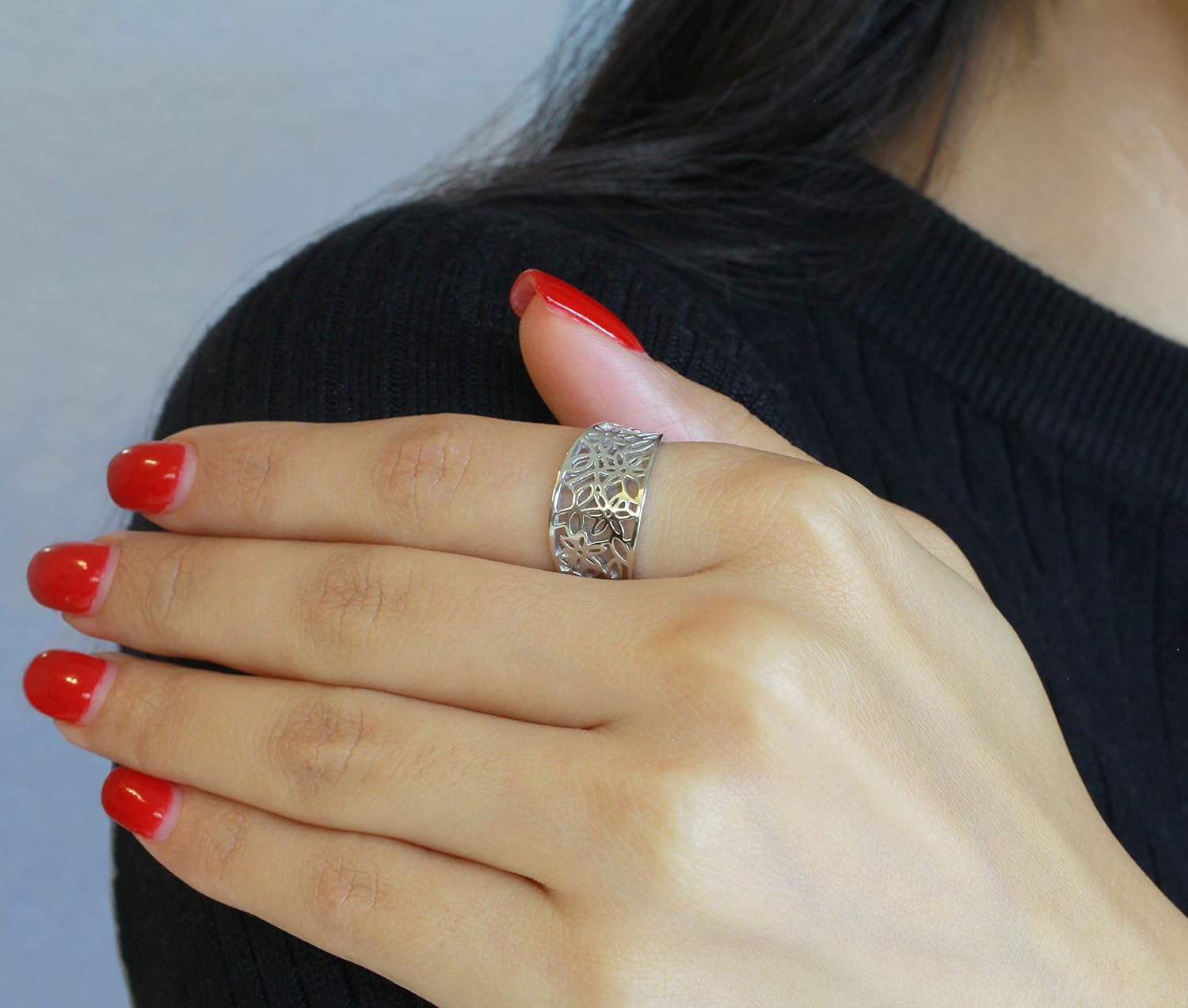 CloseoutWarehouse 925 Sterling Silver Victorian Leaf Filigree Vintage Ring (Comes in Colors)