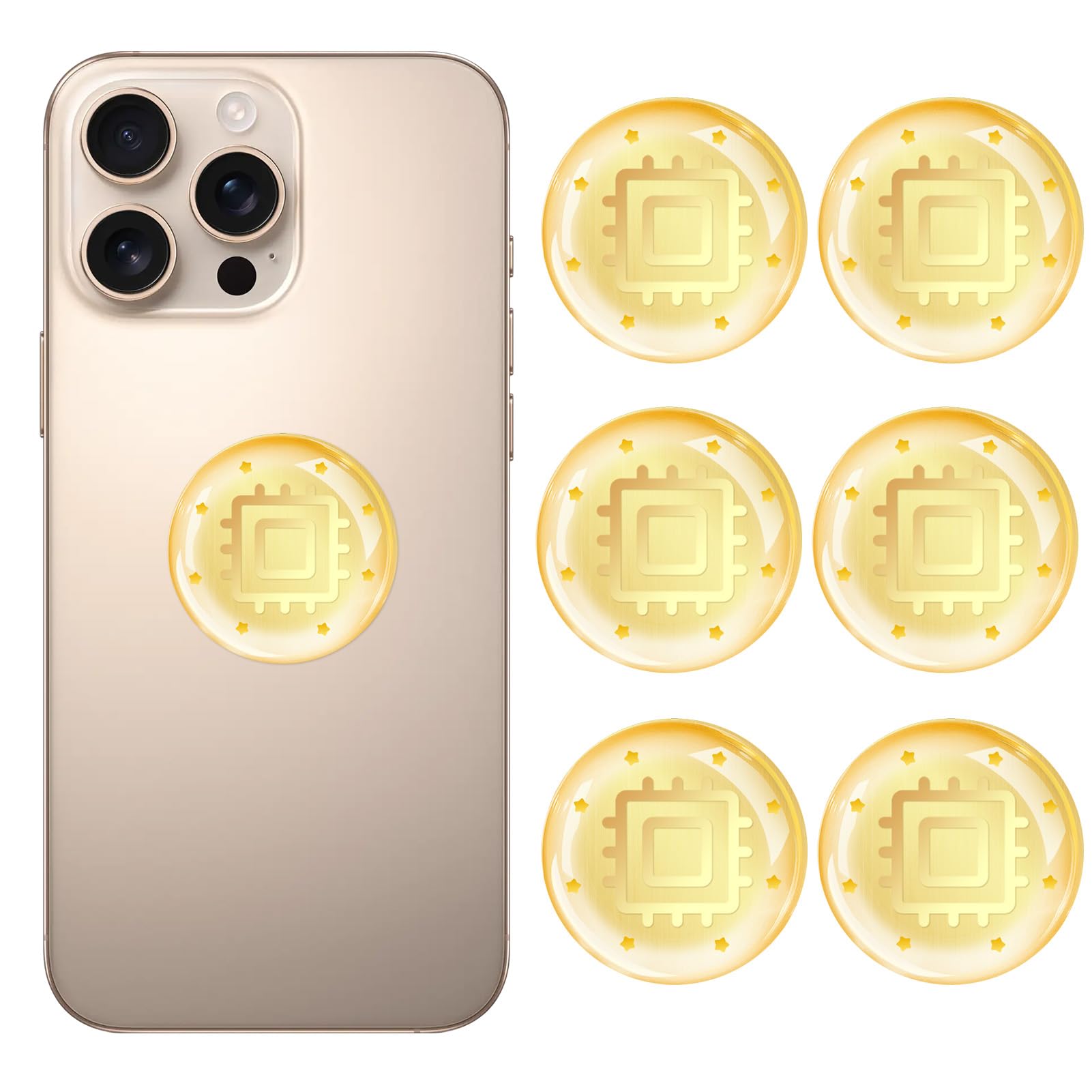 Protection Cell Phone Stickers 99% Effective Protector Cell &amp; Smart Phones, Laptops, Tablets, TV, Monitors - All Devices 6 Pcs, JF-05, Gold