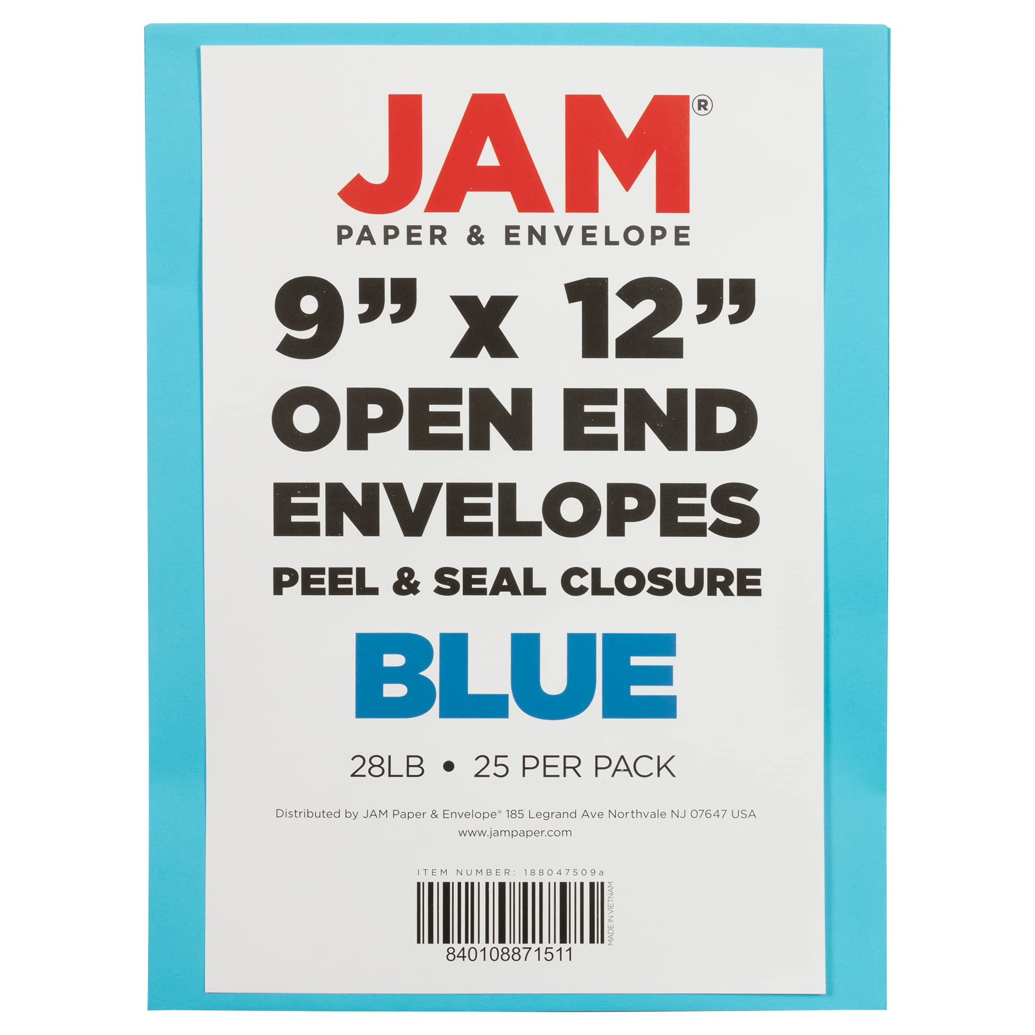 JAM PAPER Katalog-Briefumschläge farbig mit Haftklebeverschluss Blau 25 Stück