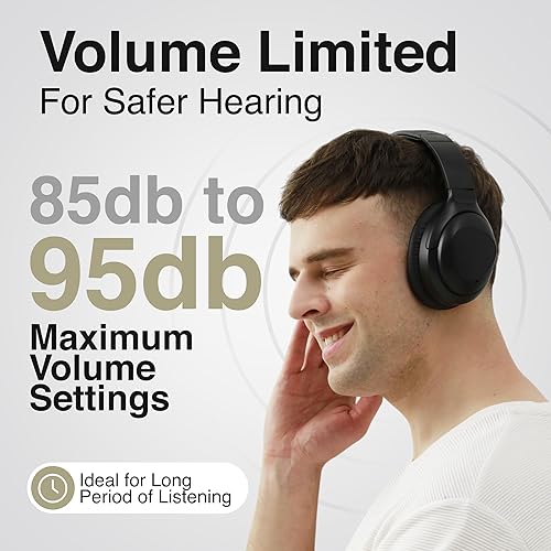 Miniatura 2 de Puro Sound Labs PuroPro - Auriculares híbridos con cancelación activa de ruido limitador de volumen, auriculares inalámbricos Bluetooth sobre la