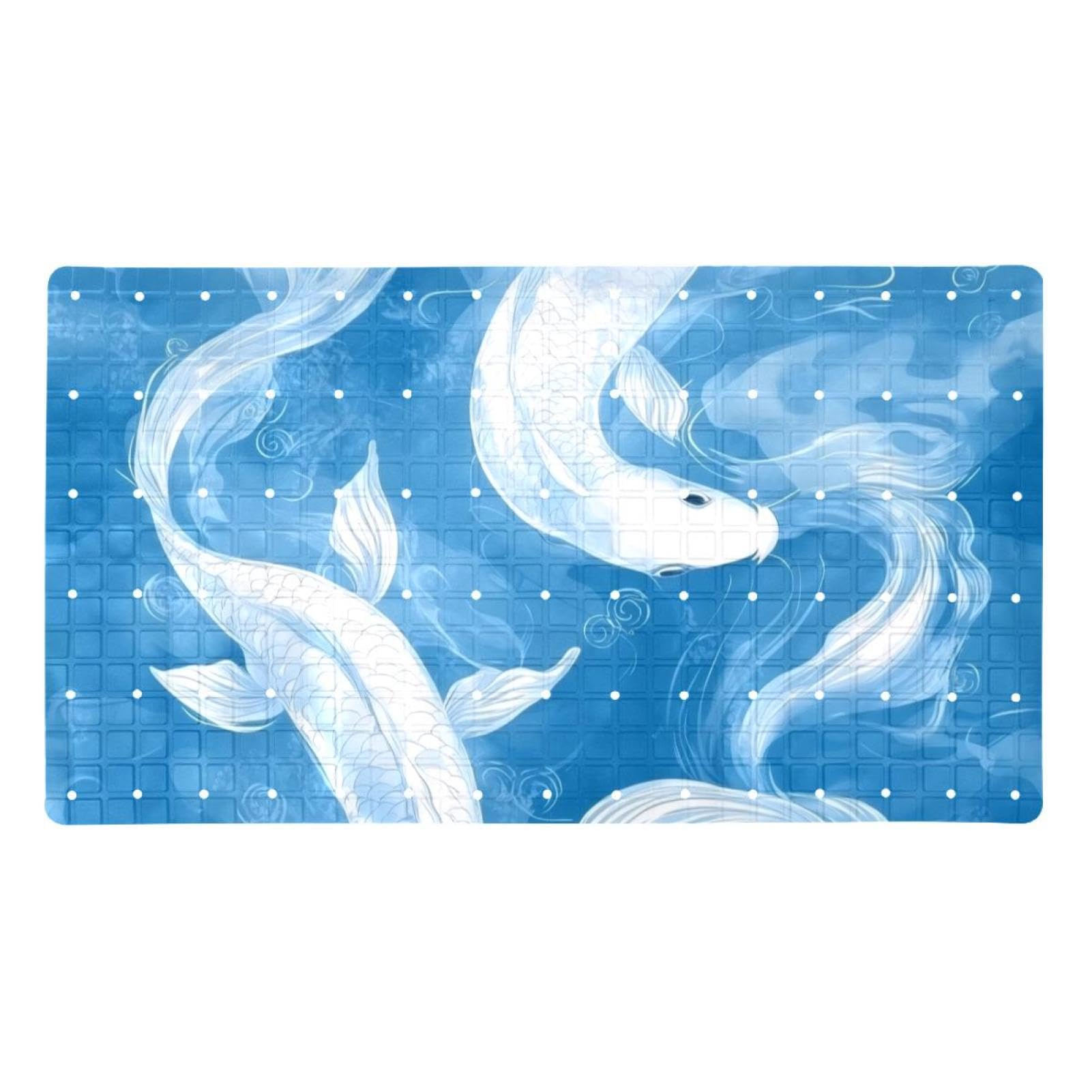 Rutschfeste Badematten für Badezimmer, Motiv: Meeresfische auf blauem Hintergrund, rechteckige Badewannenmatte, maschinenwaschbar, 40 x 70 cm