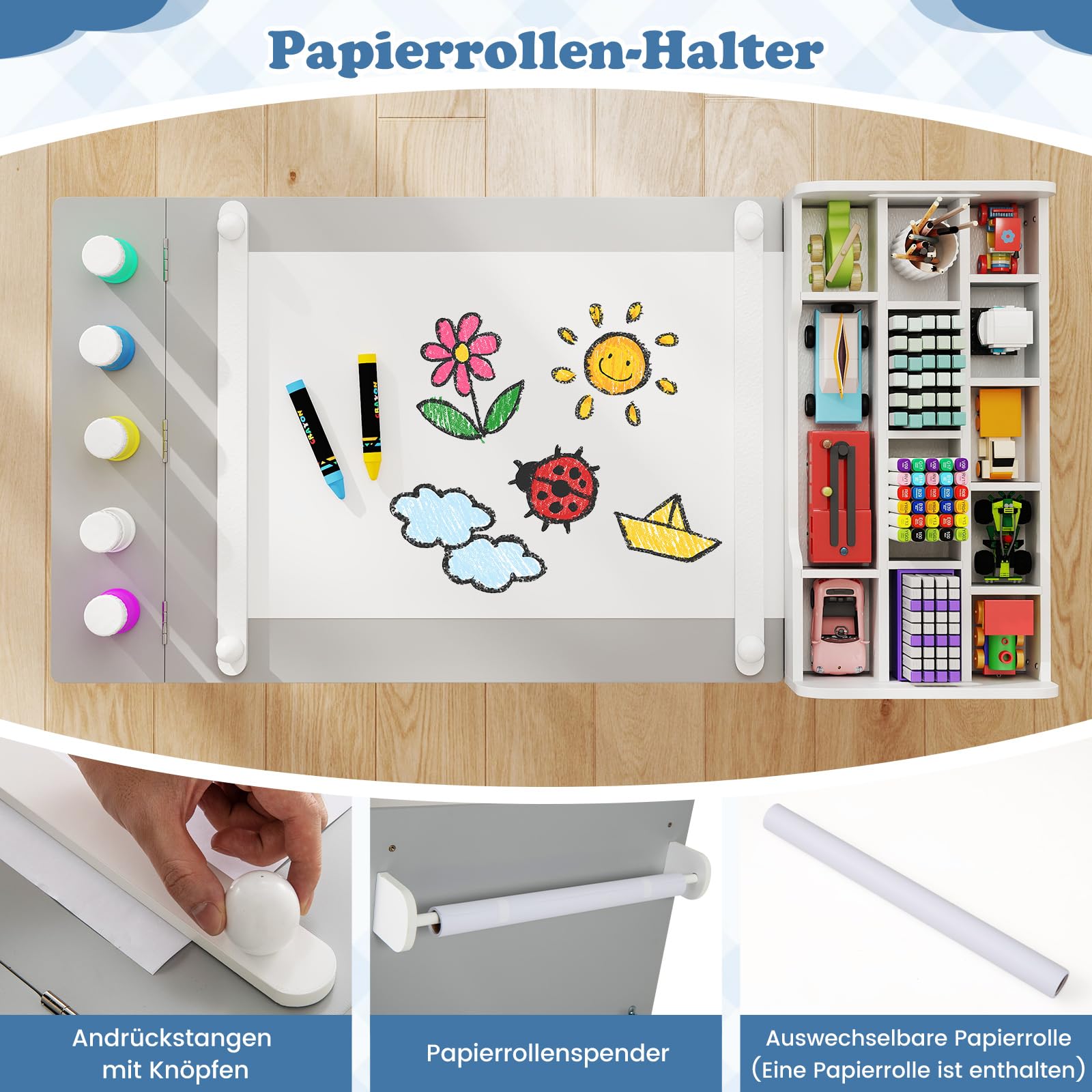 COSTWAY Kindertafel en stoelen set, houten