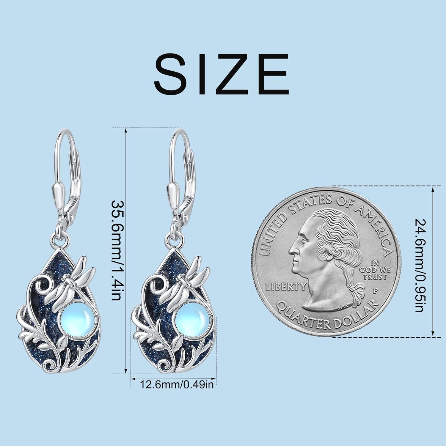 Dragonfly/Mermaid/Wolf/Phoenix Earrings Sterling Silver Moonstone Filigree Teardrop Dangles Animal Celtic Jewelry Birthday Irish Gifts for Women - Image 5