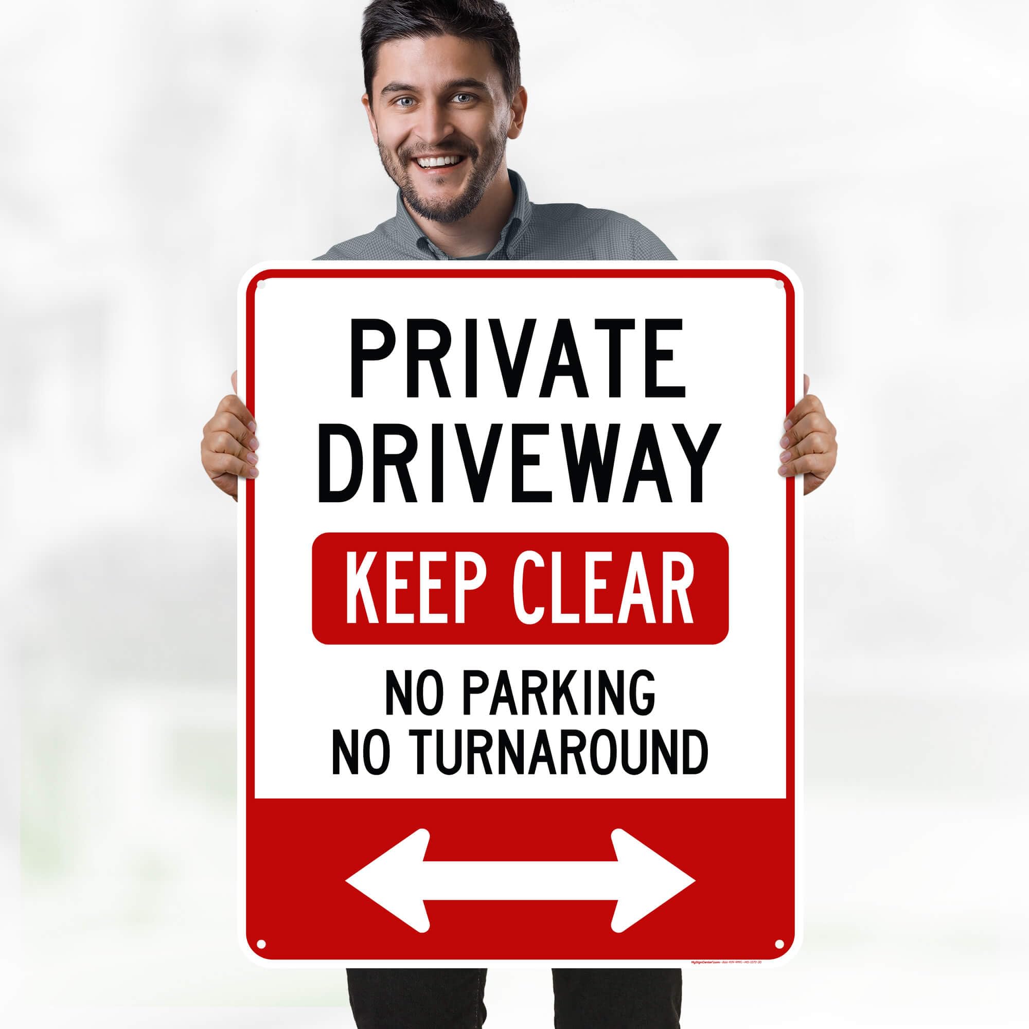 Private Driveway Keep Clear No Parking No Turnaround Sign, 24x30 Inches, 55 mil thick HDPE (high density polyethylene), Made in USA by My Sign Center