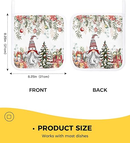 Miniatura 3 de 2 Packs Christmas Pot Holders Sets for Kitchen,Oven Pan Plate Bowl Pads Heat Proof Mat with Hanging Loop,Terry Cloth Potholders Soft Grip for