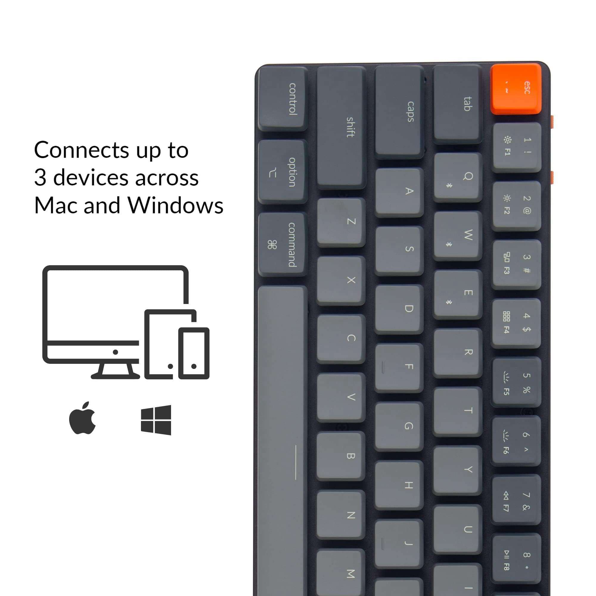 Keychron K7 Max QMK/VIA Tastiera Meccanica Wireless Ultra-Slim, 2,4 GHz/Bluetooth/USB 3-Mode, Layout 65%, LED Bianco, Switch Red, Tastiera da Gioco Programmabile per Mac Windows
