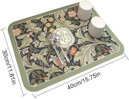 Miniatura 10 de Atlodas Tapete de drenaje de estilo fantasía, tapete absorbente de secado de platos para encimera de cocina, suave de diatomeas de barro,