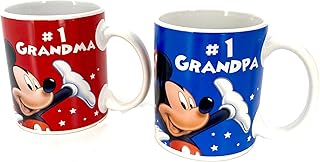 Disney Mickey Gang Grandma Grandpa 2 pack Coffee Mug Set Grandparents to be Gift Set 11 Ounce