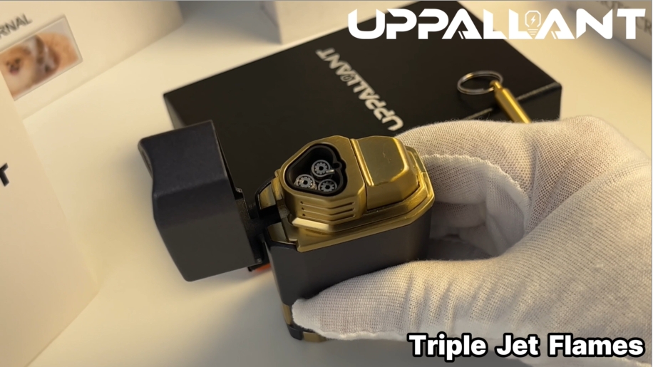 Encendedor de soplete triple llama con cortadora y herramientas integradas miniatura 7
