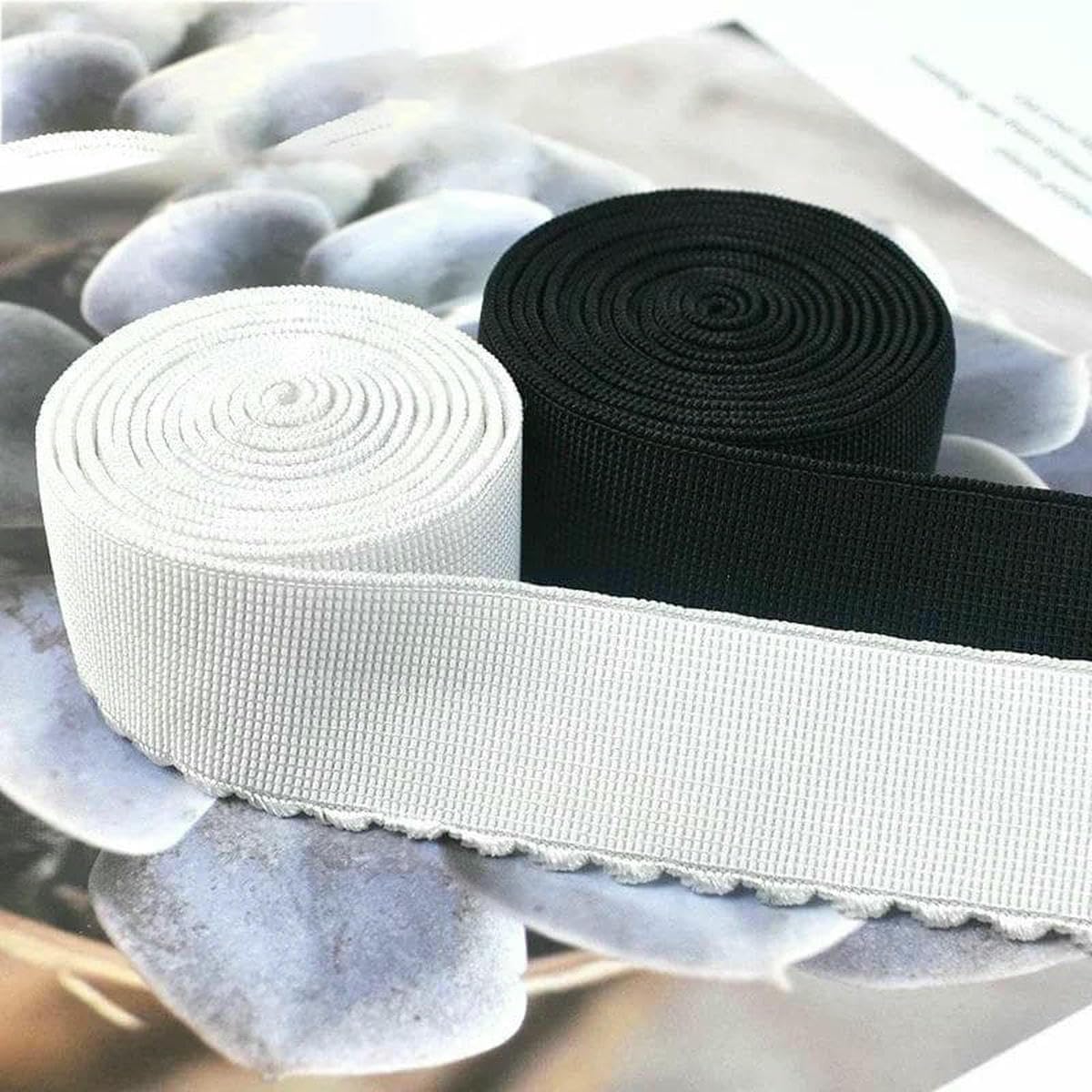 Elastyczna taśma nylonowa, Nylon Elastic Band Black White 10-50mm 5M 10M Sewing Accessories(White 40mm,10Meters)