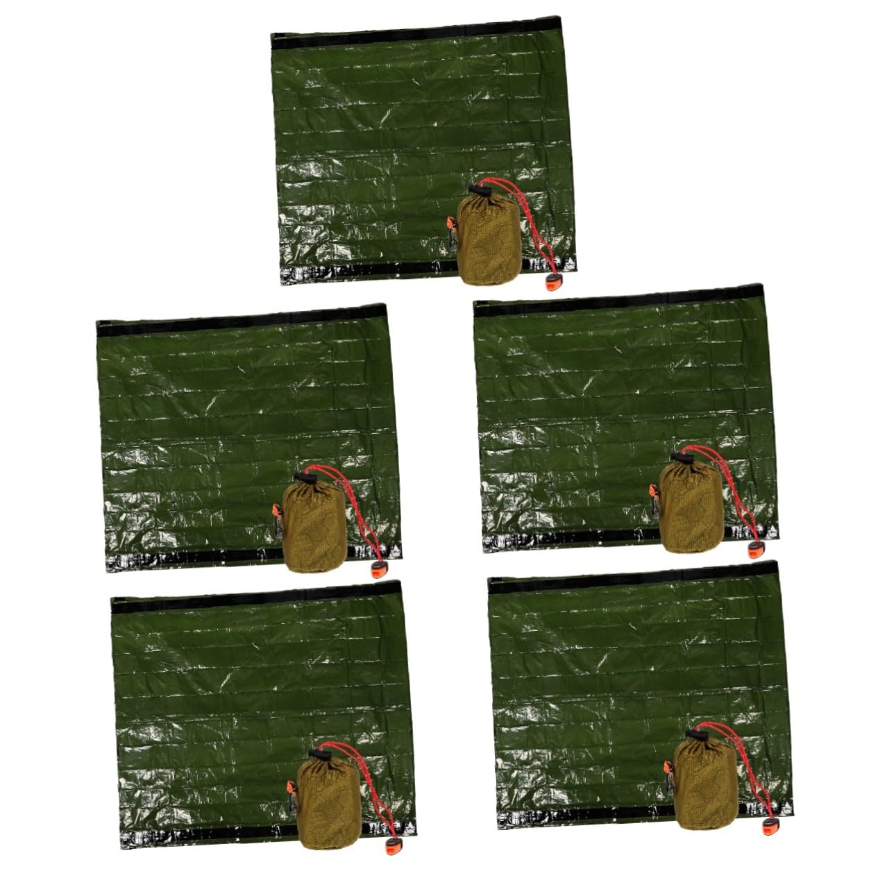 Toyvian Saco de Dormir de Emergencia Compacto cálido cámping frío Adulto Mantas de Emergencia de Supervivencia de Emergencia PE película de Aluminio Green