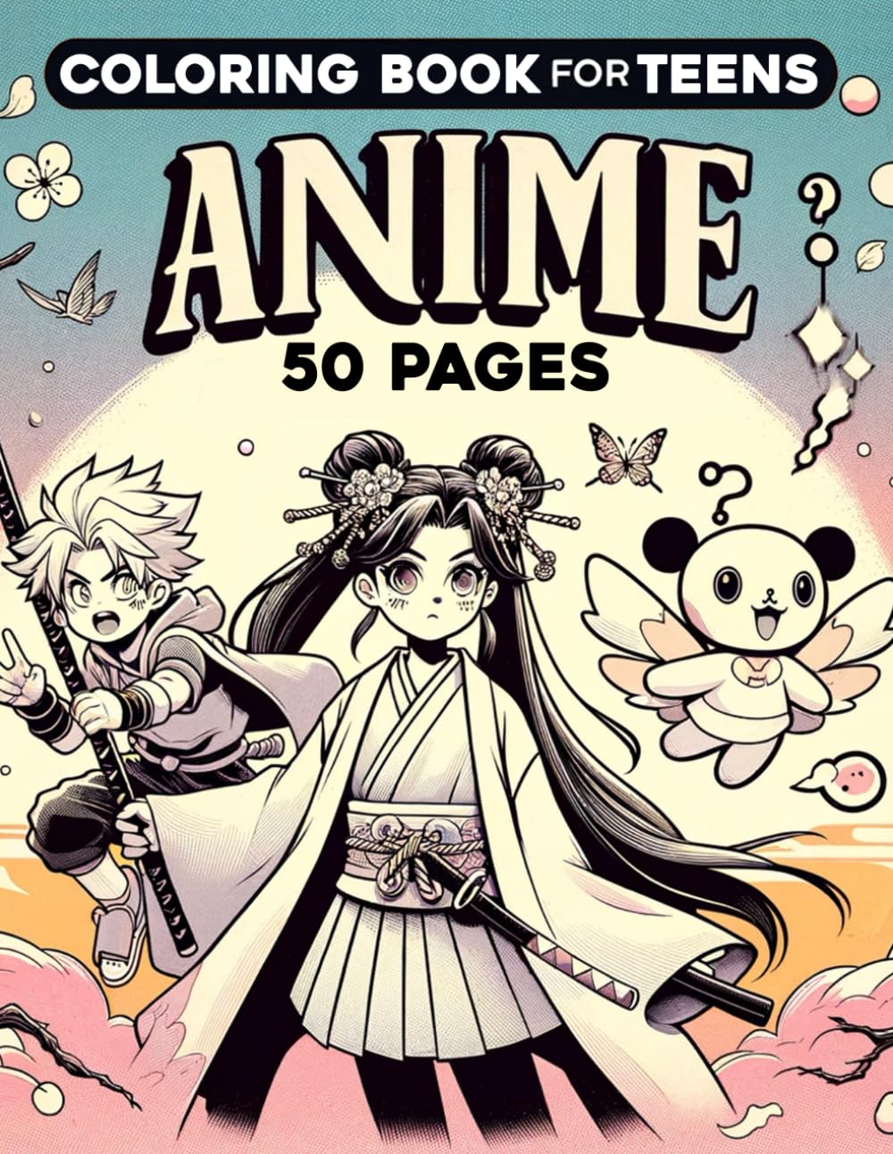 Anime Coloring Book For Teens 50 Pages: Japanese Anime Characters and Scenes - Anime and Manga Art - Detailed Coloring Pages for Teens