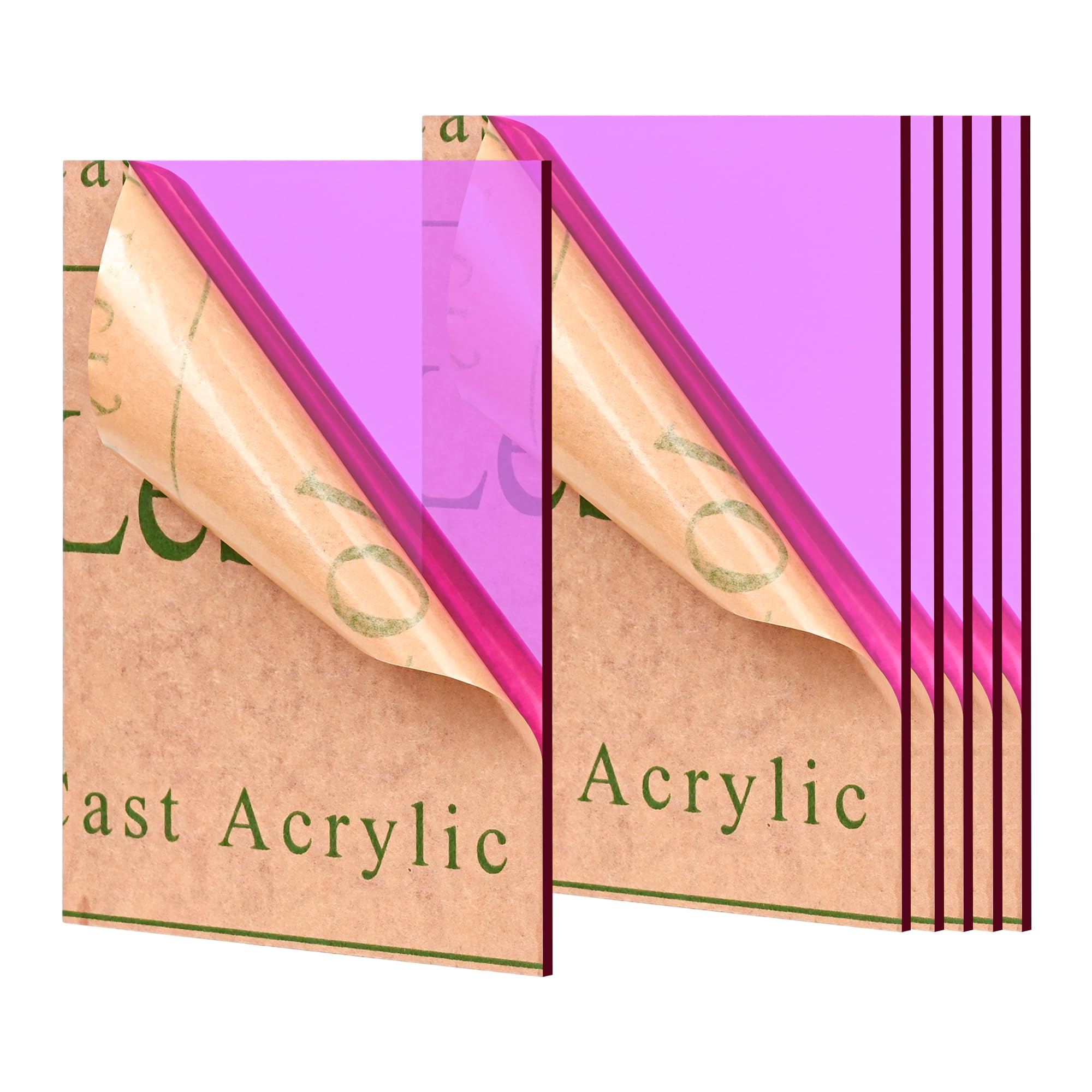 Lesnlok Purple Acrylic Sheets 1/8 inch Thick 3mm 6 Pack 5 x 7 Clear Purple Plexiglass Sheets,for Sign,Craft,Painting,Laser Cutting,DIY Display