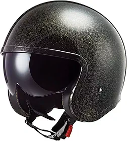 LS2 Capacete Spitfire Disco Aberto (Preto Brilhante/Flocos Dourados - Tamanho Gg)